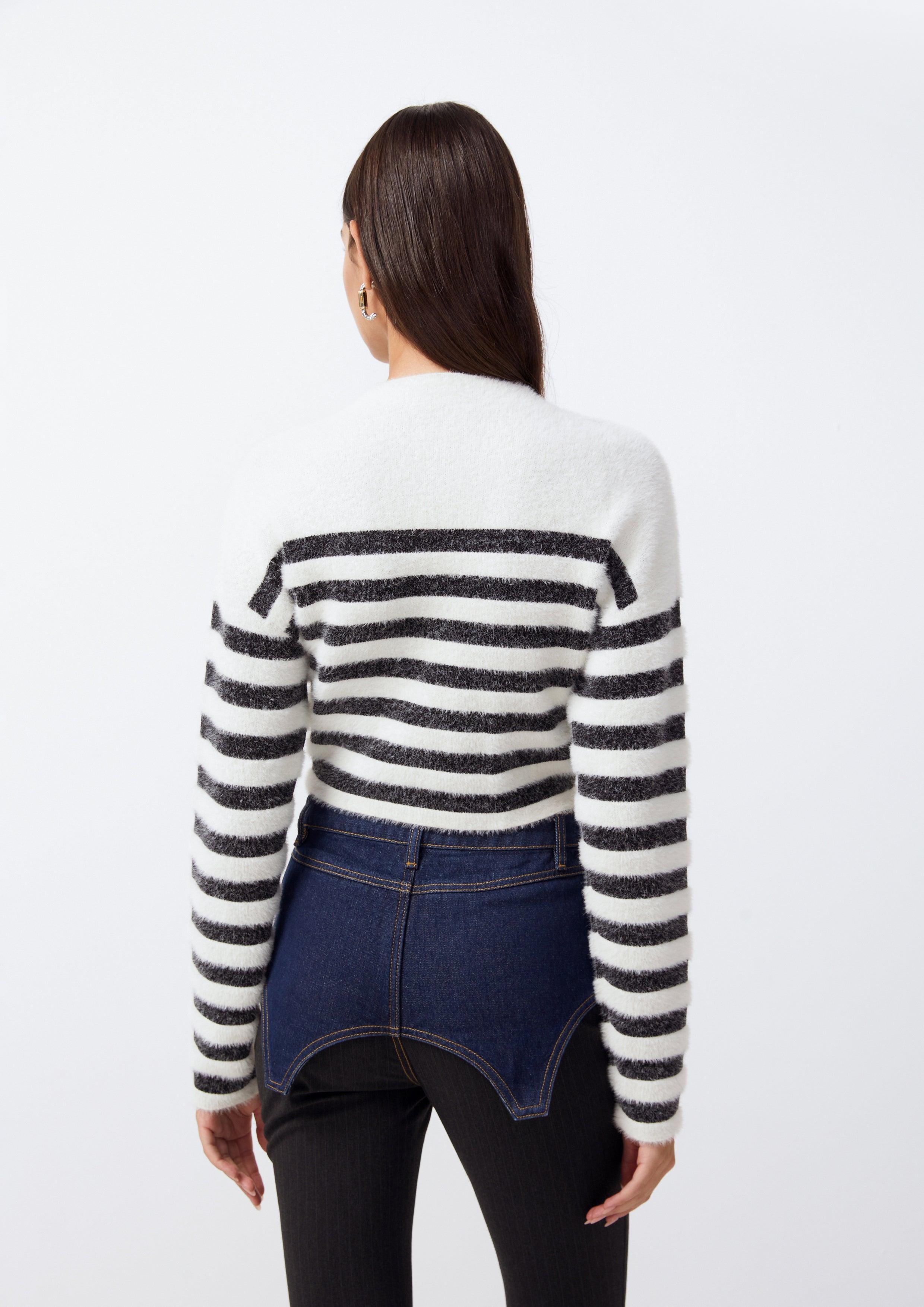 Plush Cropped Striped Pullover - QuinnOfficial Store