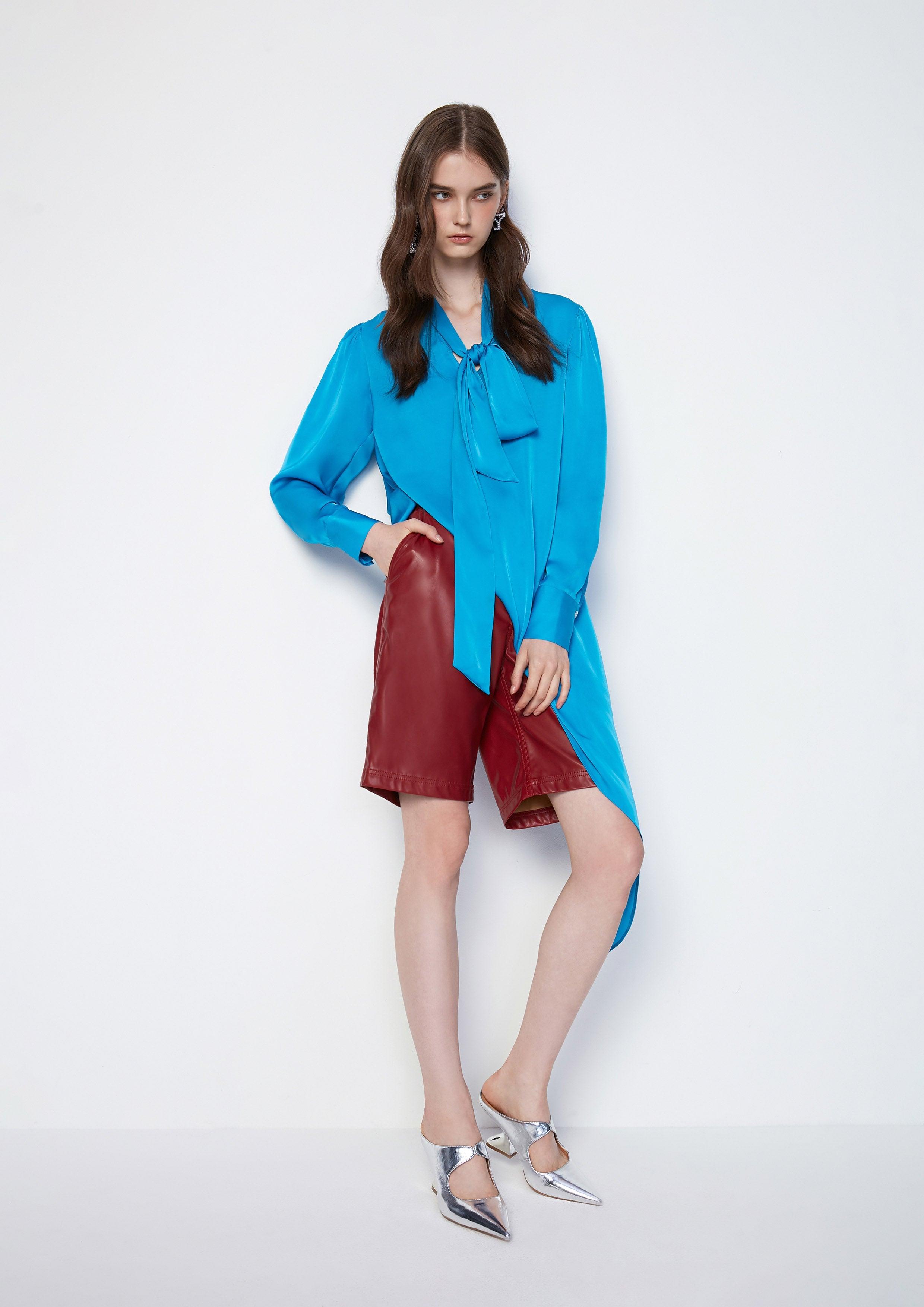 Hazy Harmony Satin Long Sleeve Blouse - QuinnOfficial Store