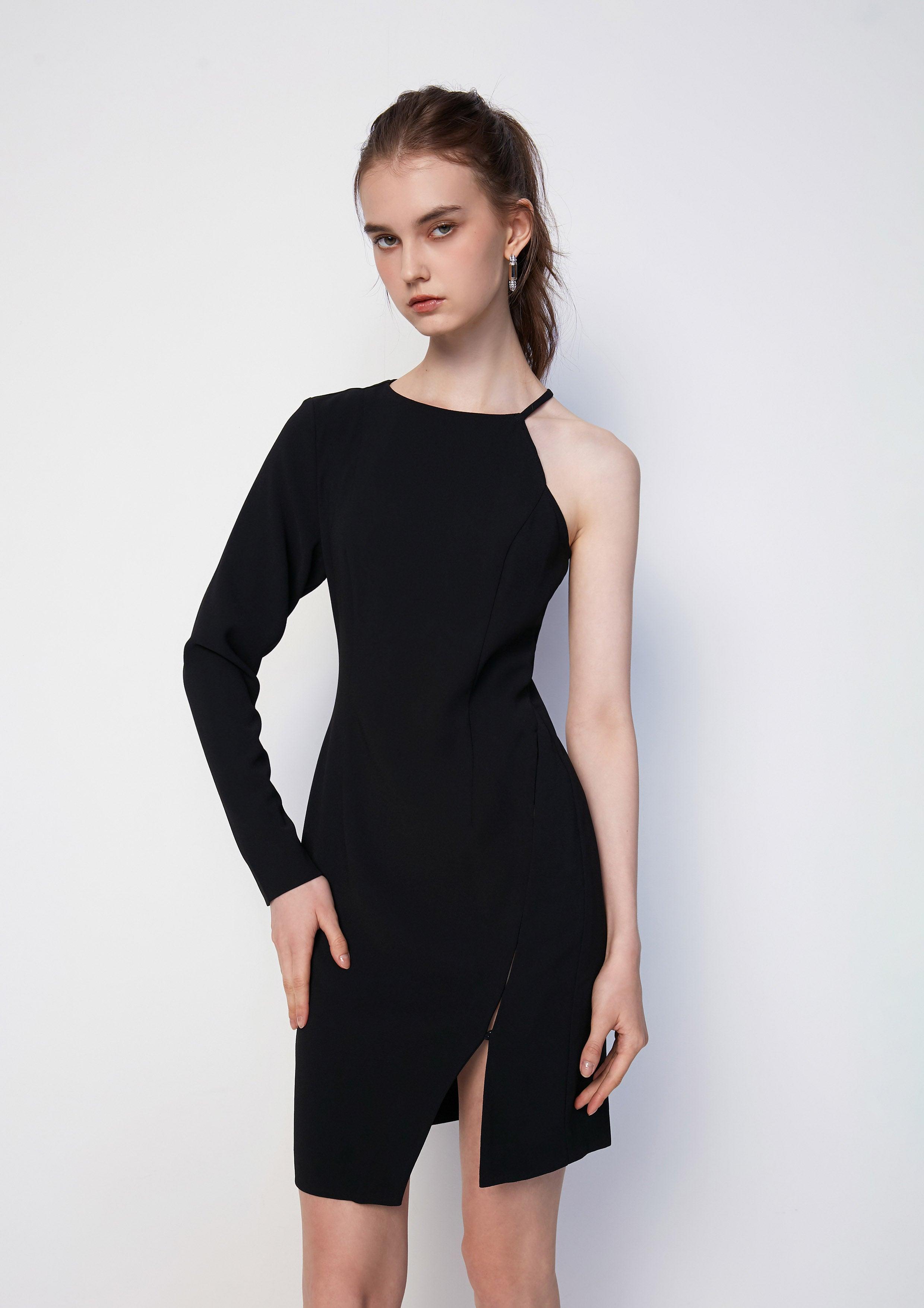 Asymmetrical Ruched Jumpsuit with Slit Detail Skirt - QuinnOfficial Store