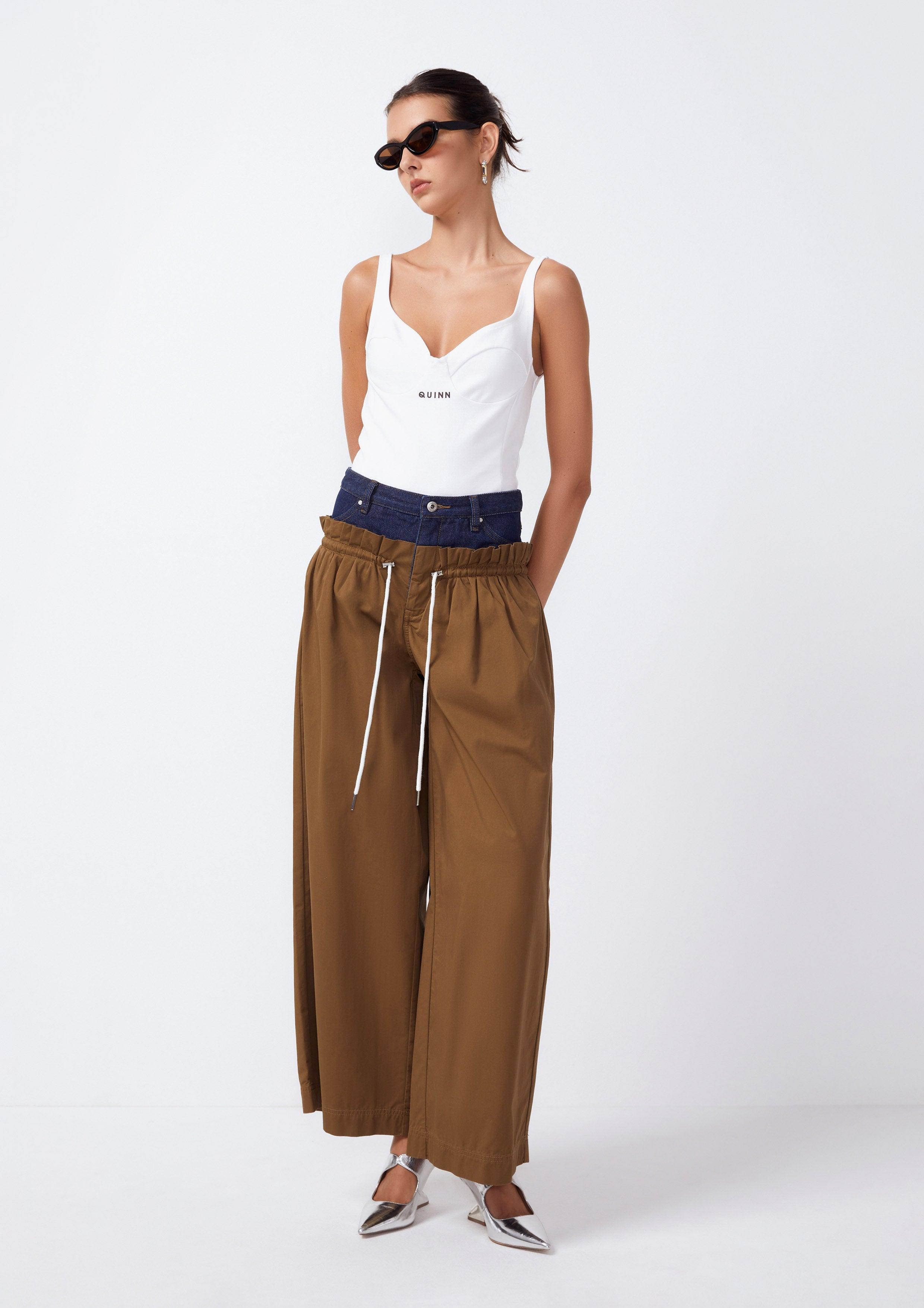 Helena Denim Jeans Layered Wide Leg Pants - QuinnOfficial Store