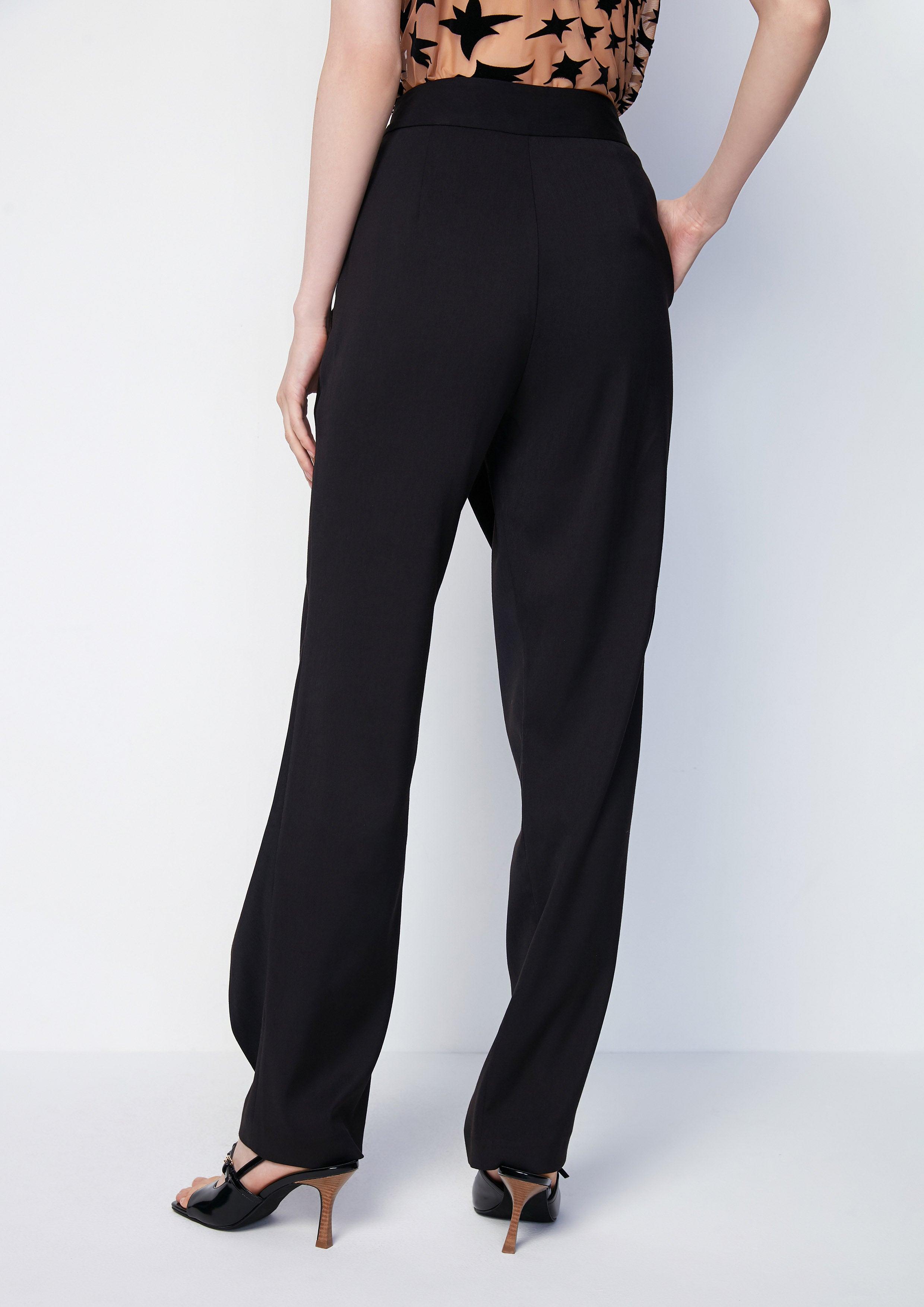 Black Flowing Draped Straight leg Trousers - QuinnOfficial Store