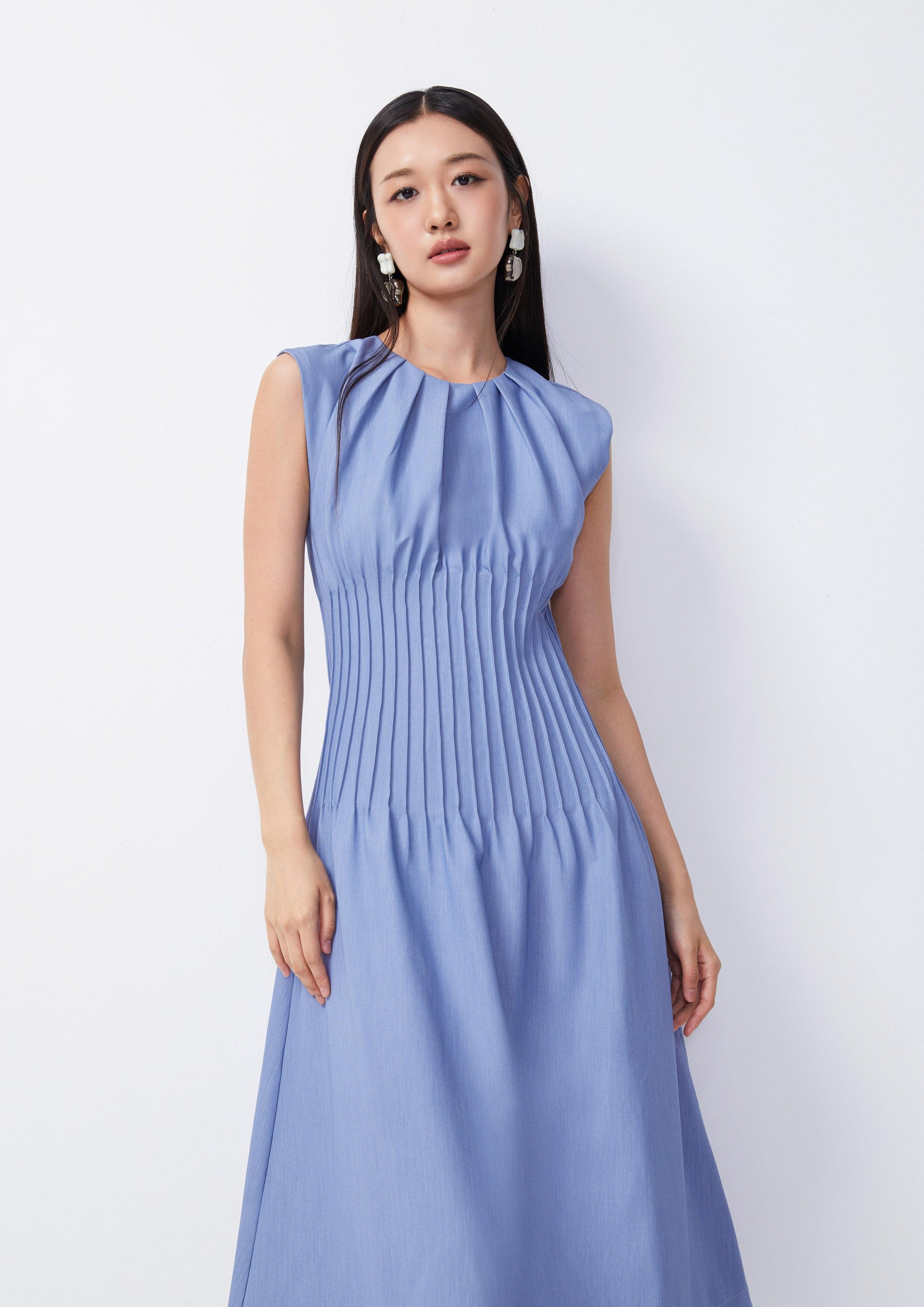 Pleated Elegance Midi Dress - QuinnOfficial Store