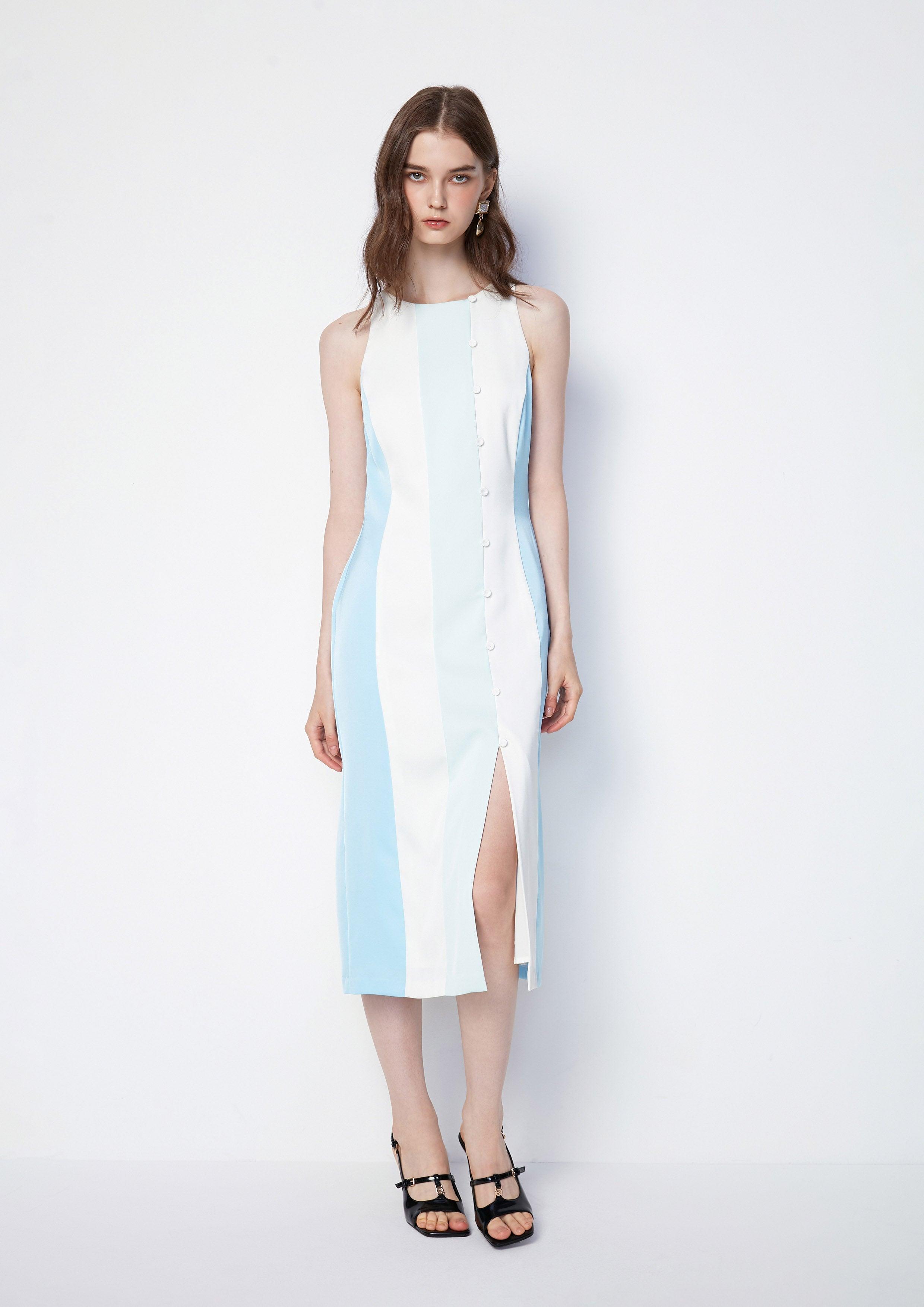 Hazy Harmony Stripe Sleeveless Dress - QuinnOfficial Store