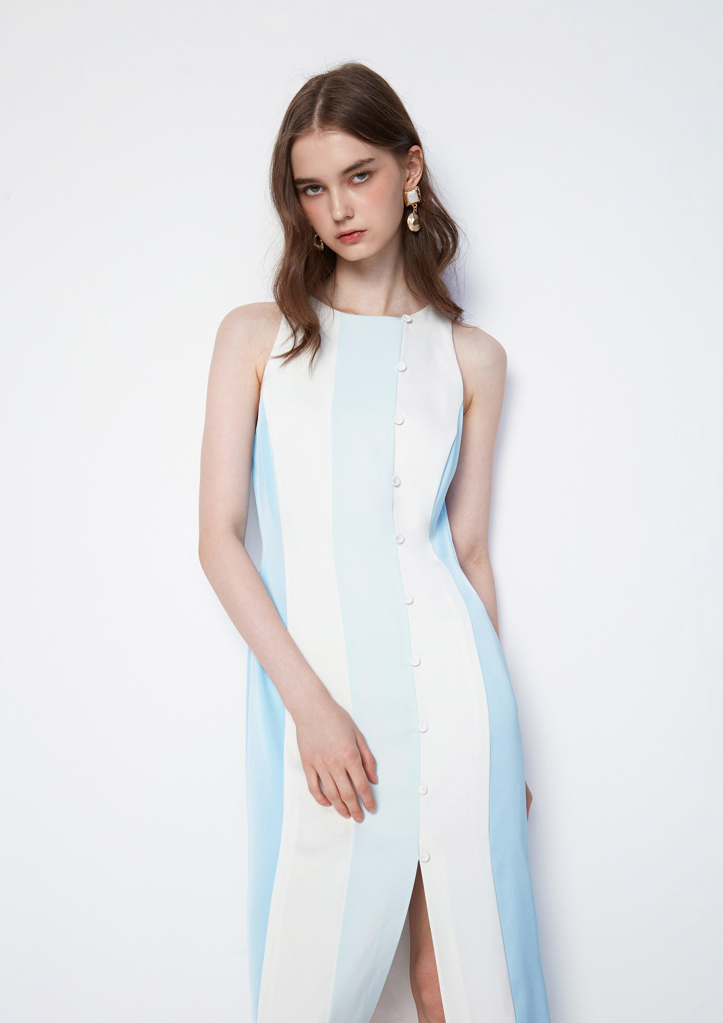 Hazy Harmony Stripe Sleeveless Dress - QuinnOfficial Store