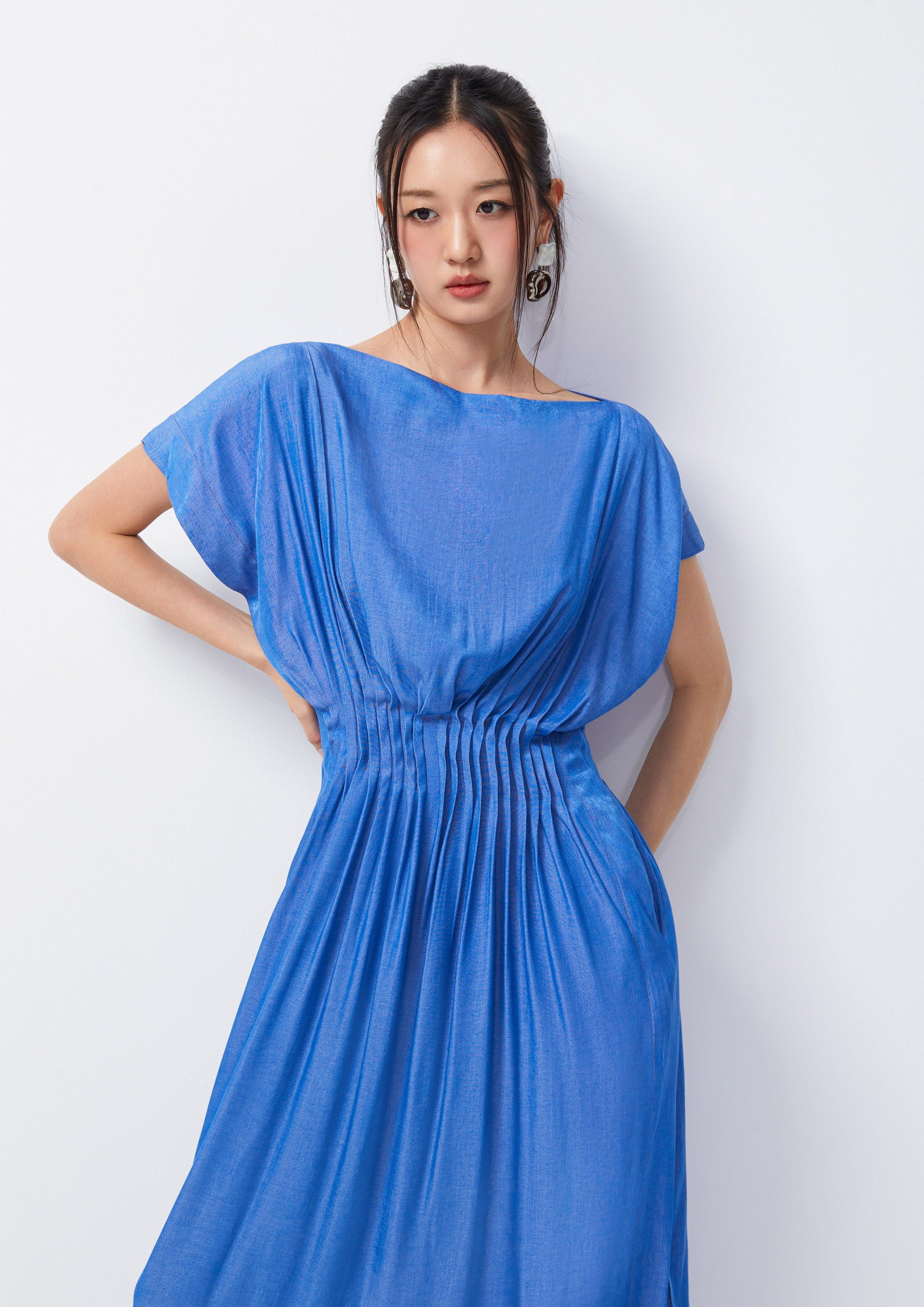 Pleated Plain Maxi Dress - QuinnOfficial Store