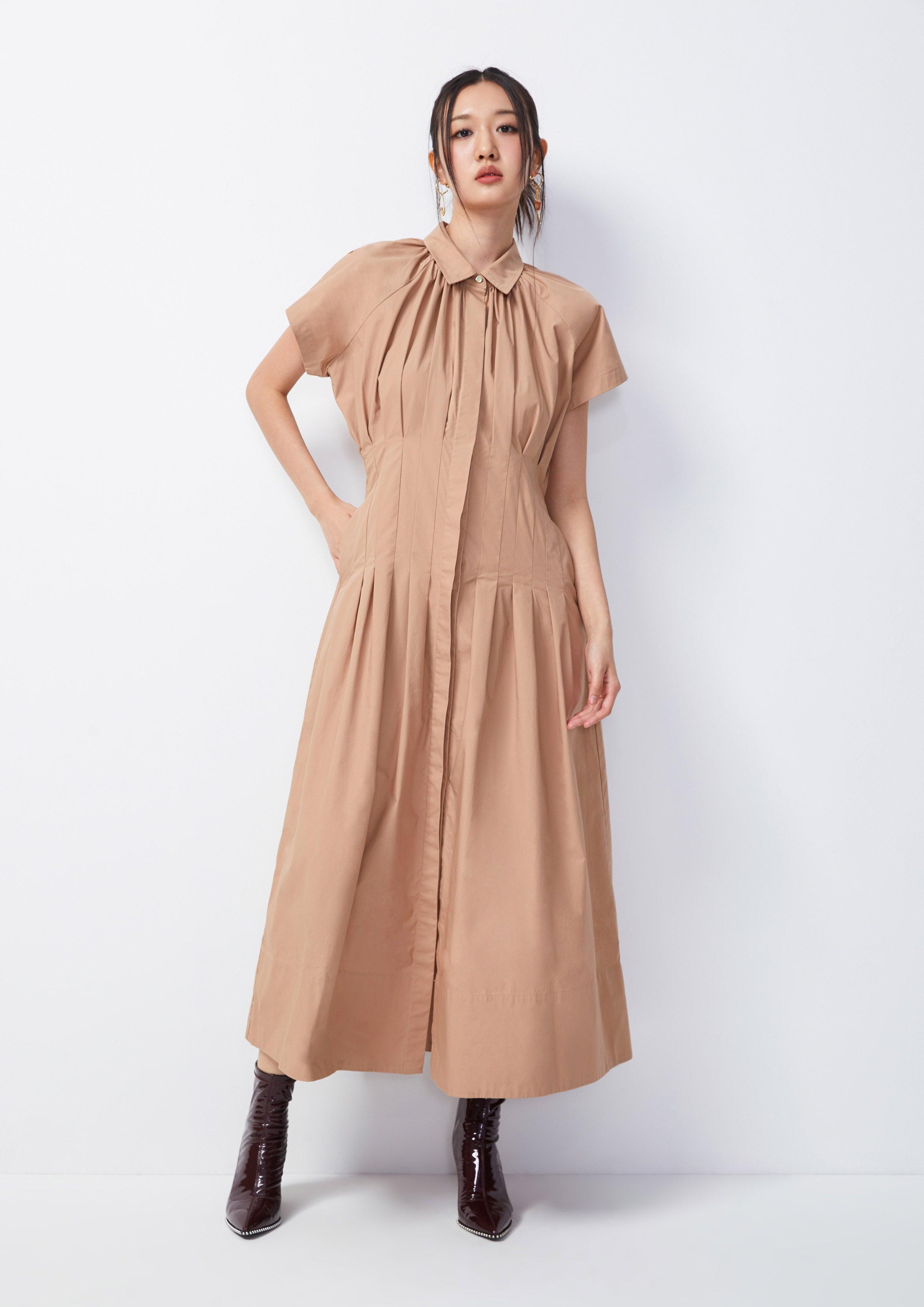 Pleated Maxi Shirt Dress - QuinnOfficial Store