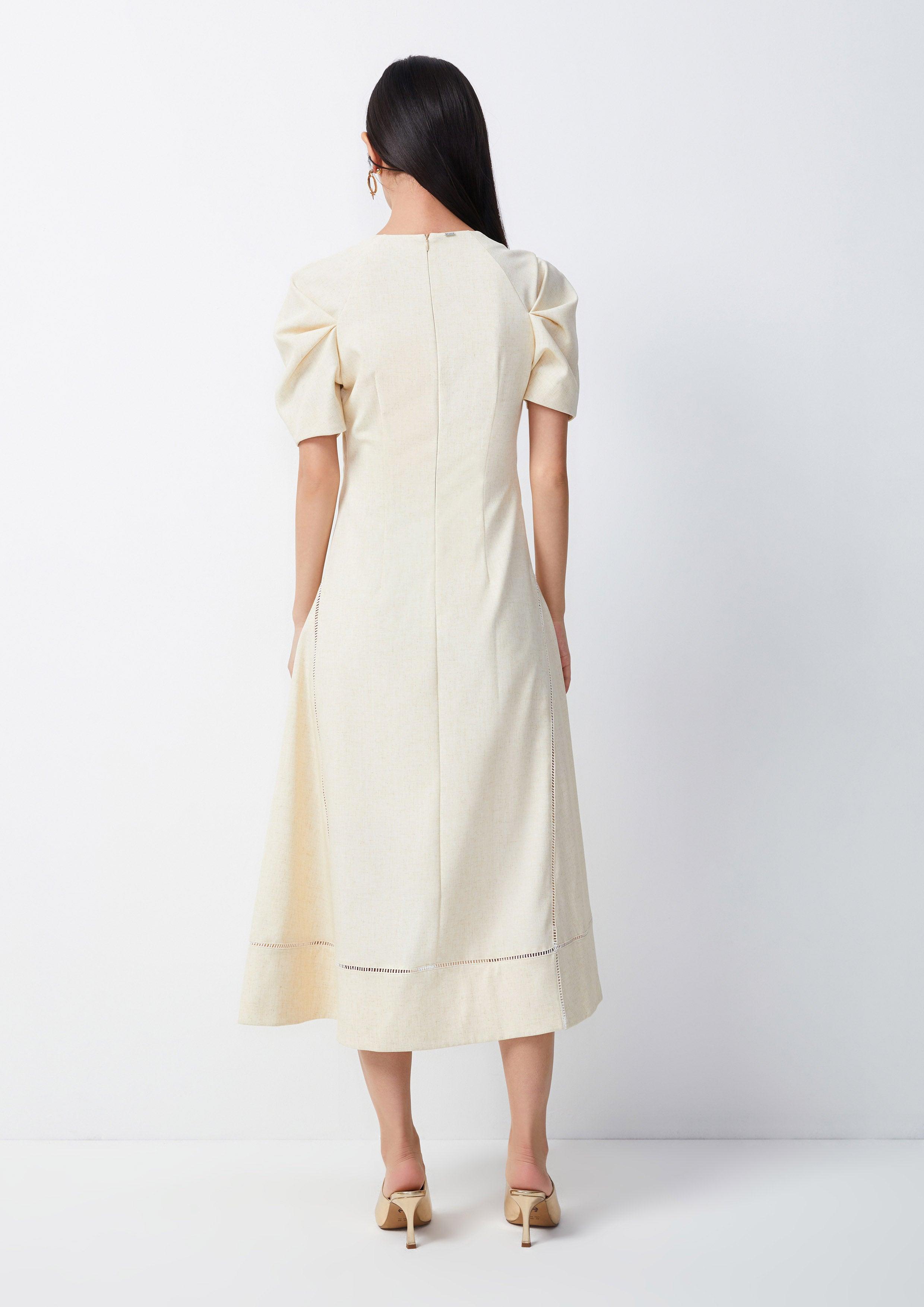 Folded Bust Puffed Sleeve Maxi Dress - QuinnOfficial Store