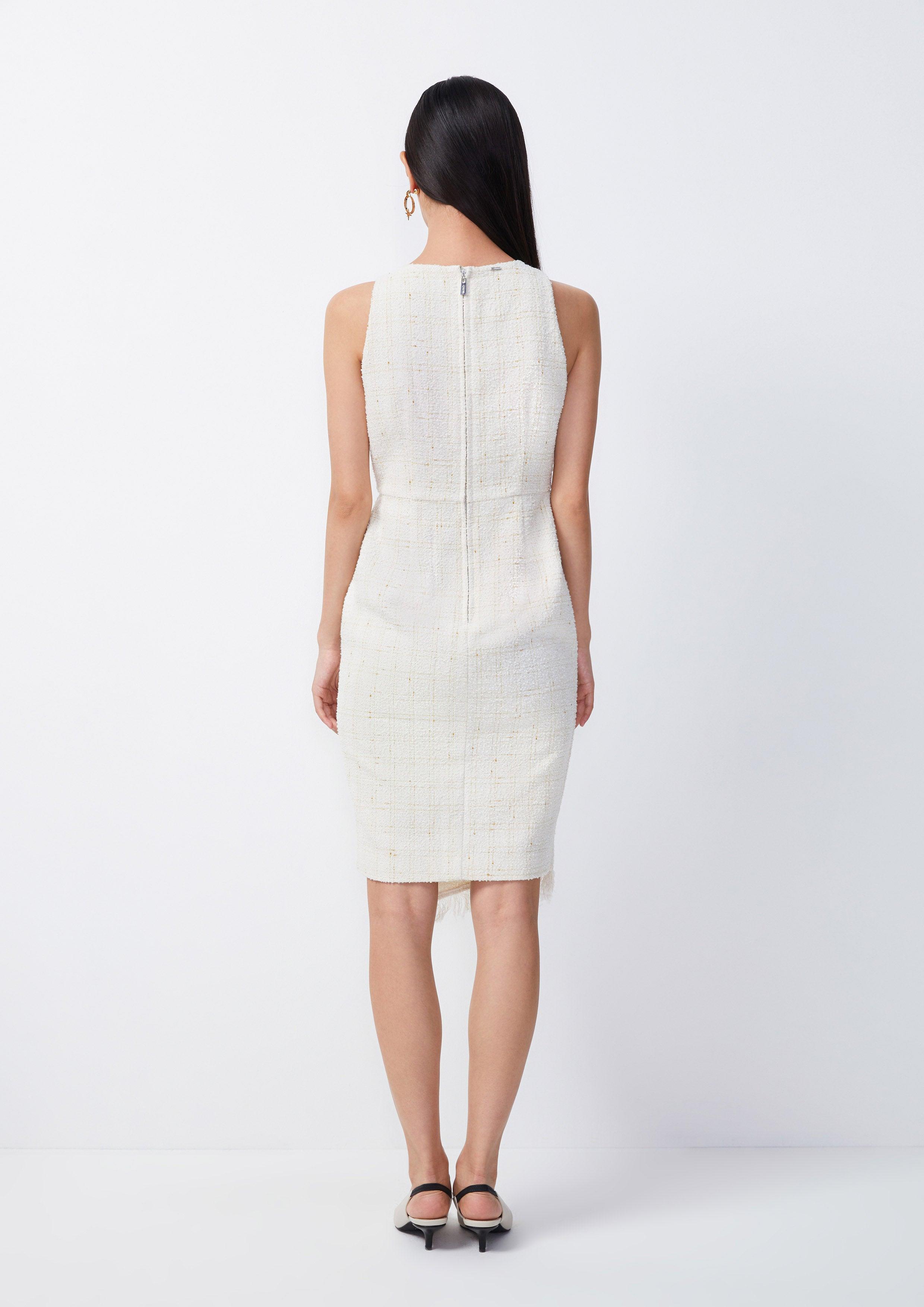 Asymmetric Tweed Midi Dress - QuinnOfficial Store