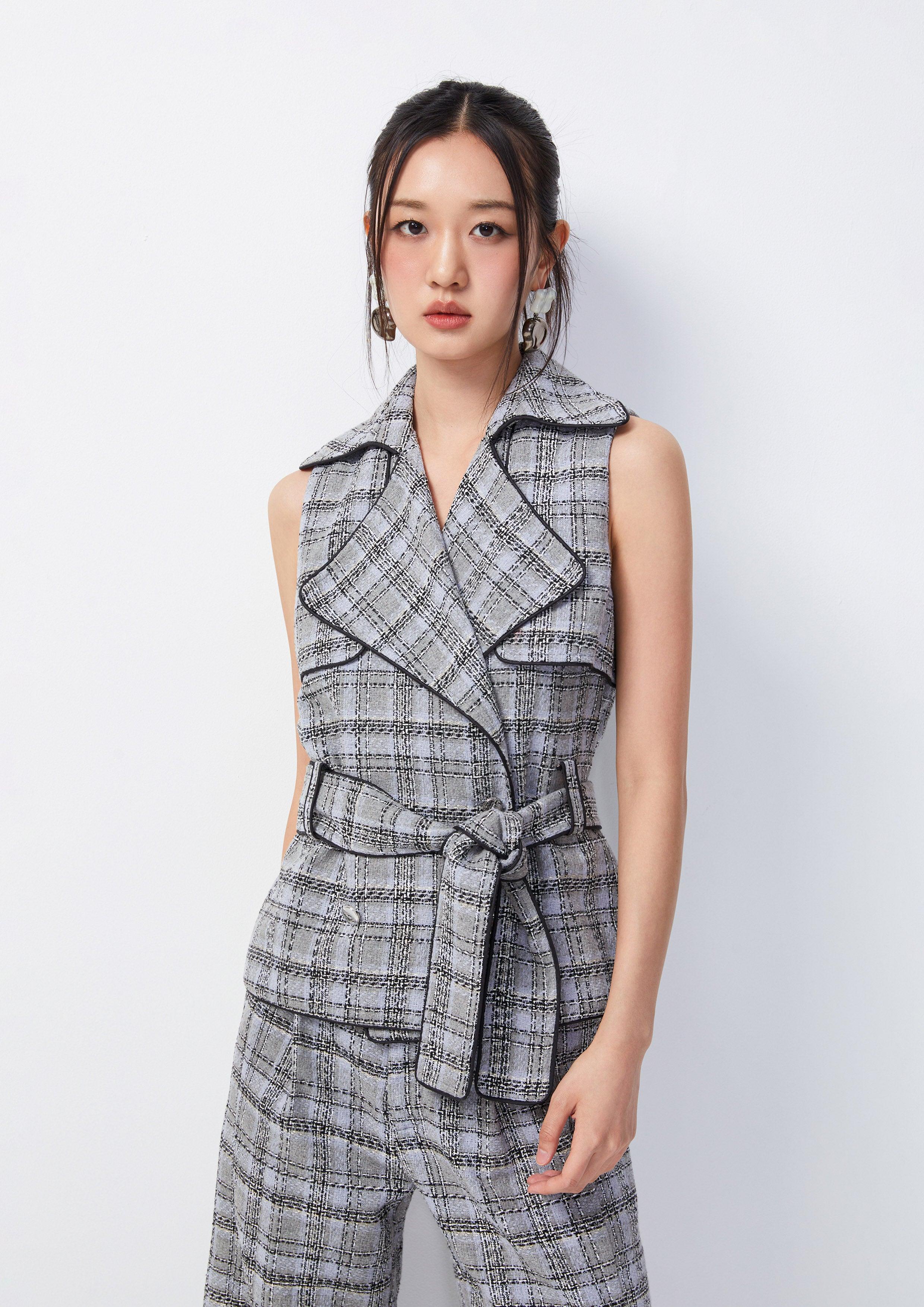 Lady Grey Plaid Chequered Vest - QuinnOfficial Store