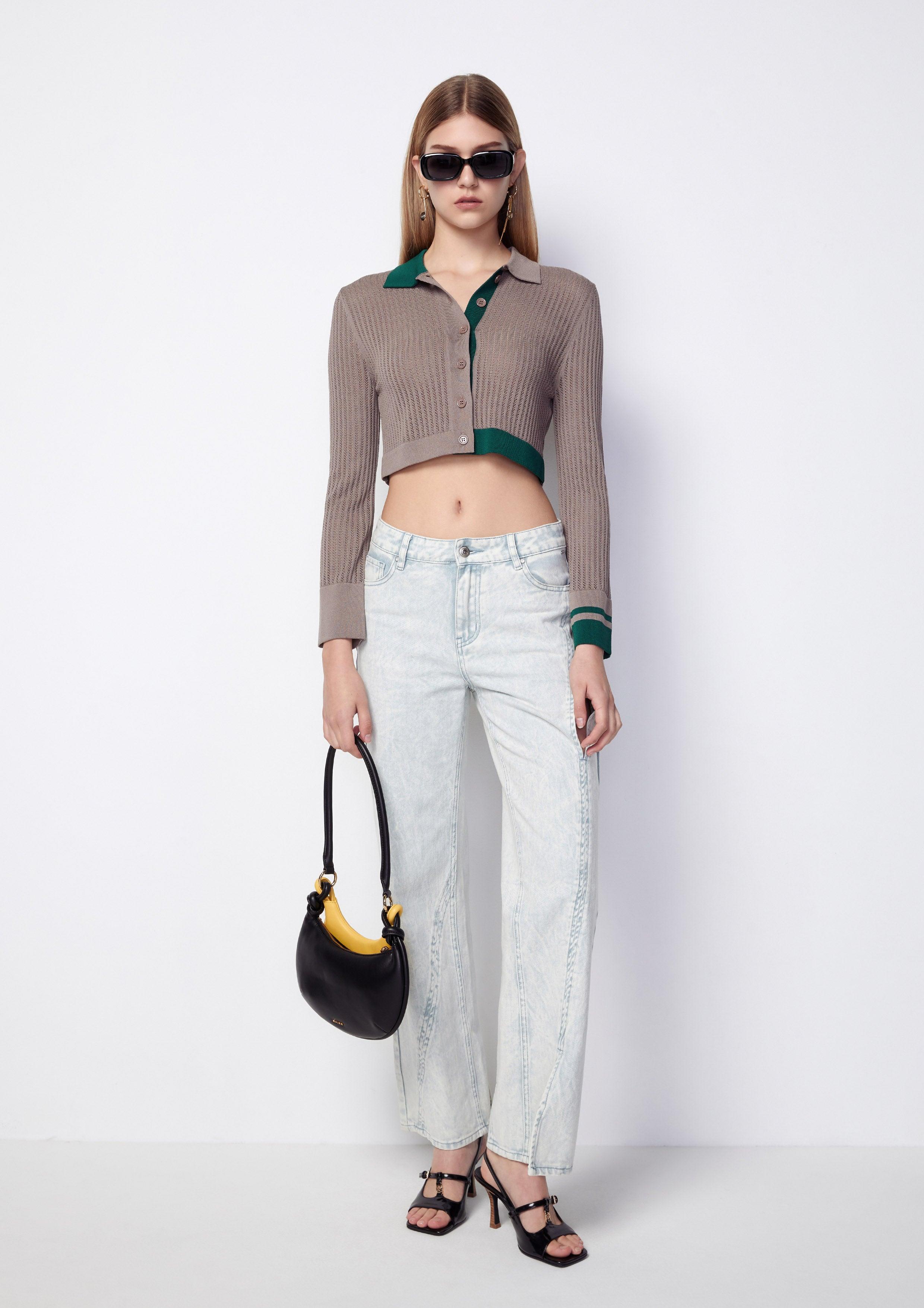 Refined Sheer Knitted Cropped Blouse - QuinnOfficial Store