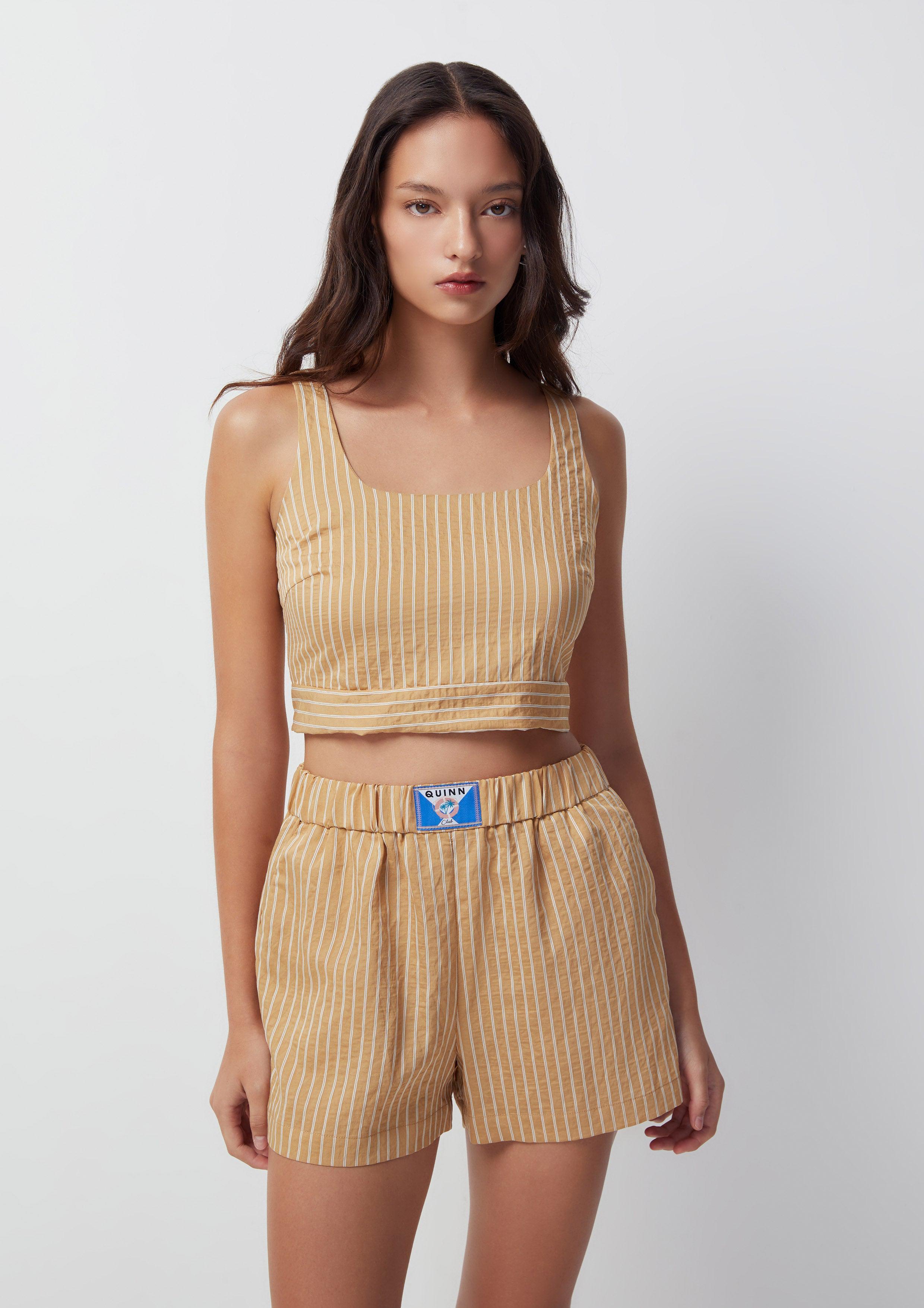 Fantasy Veil Stripe Crop Top & Shorts - Quinn TH