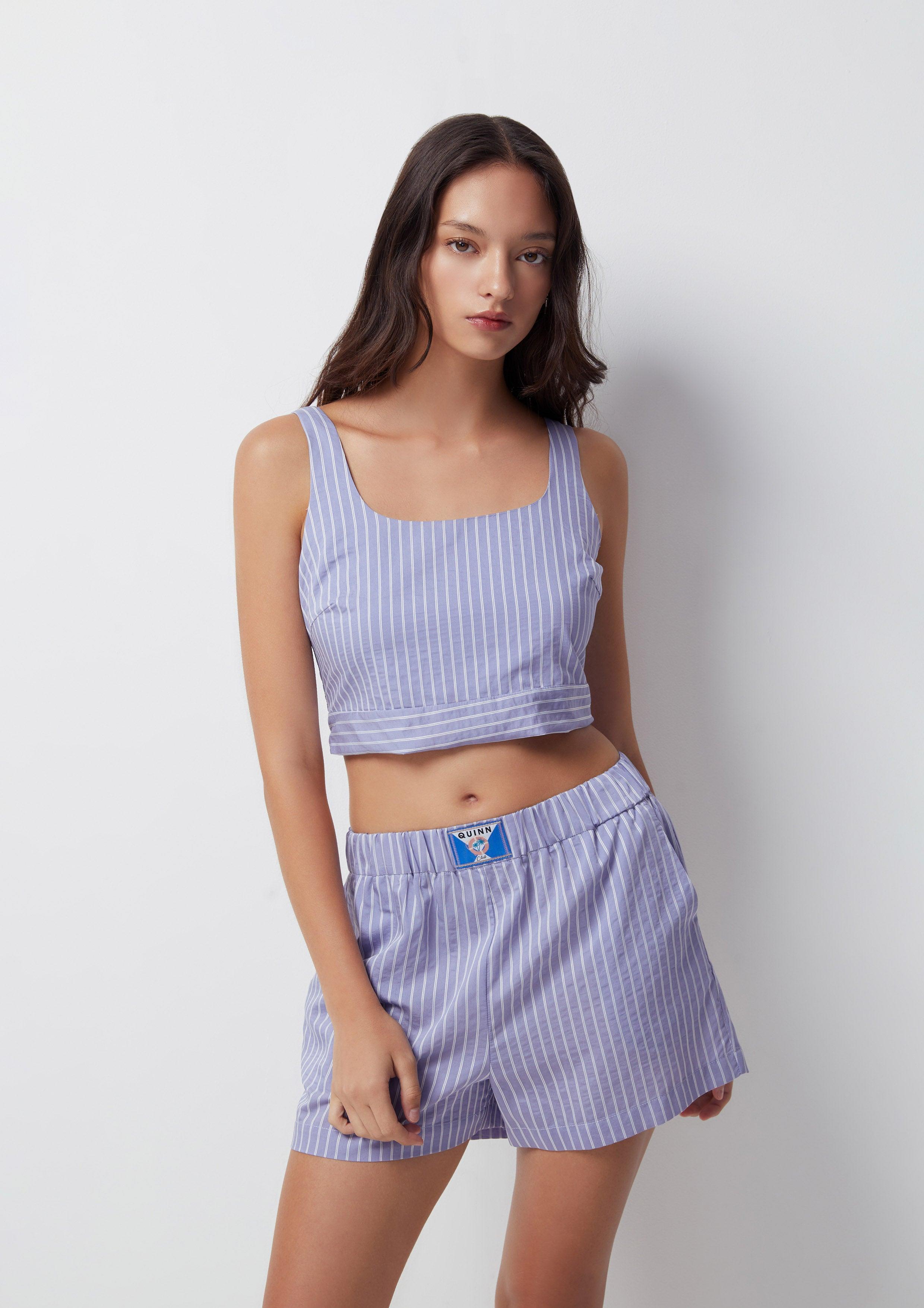 Fantasy Veil Stripe Crop Top & Shorts - Quinn TH