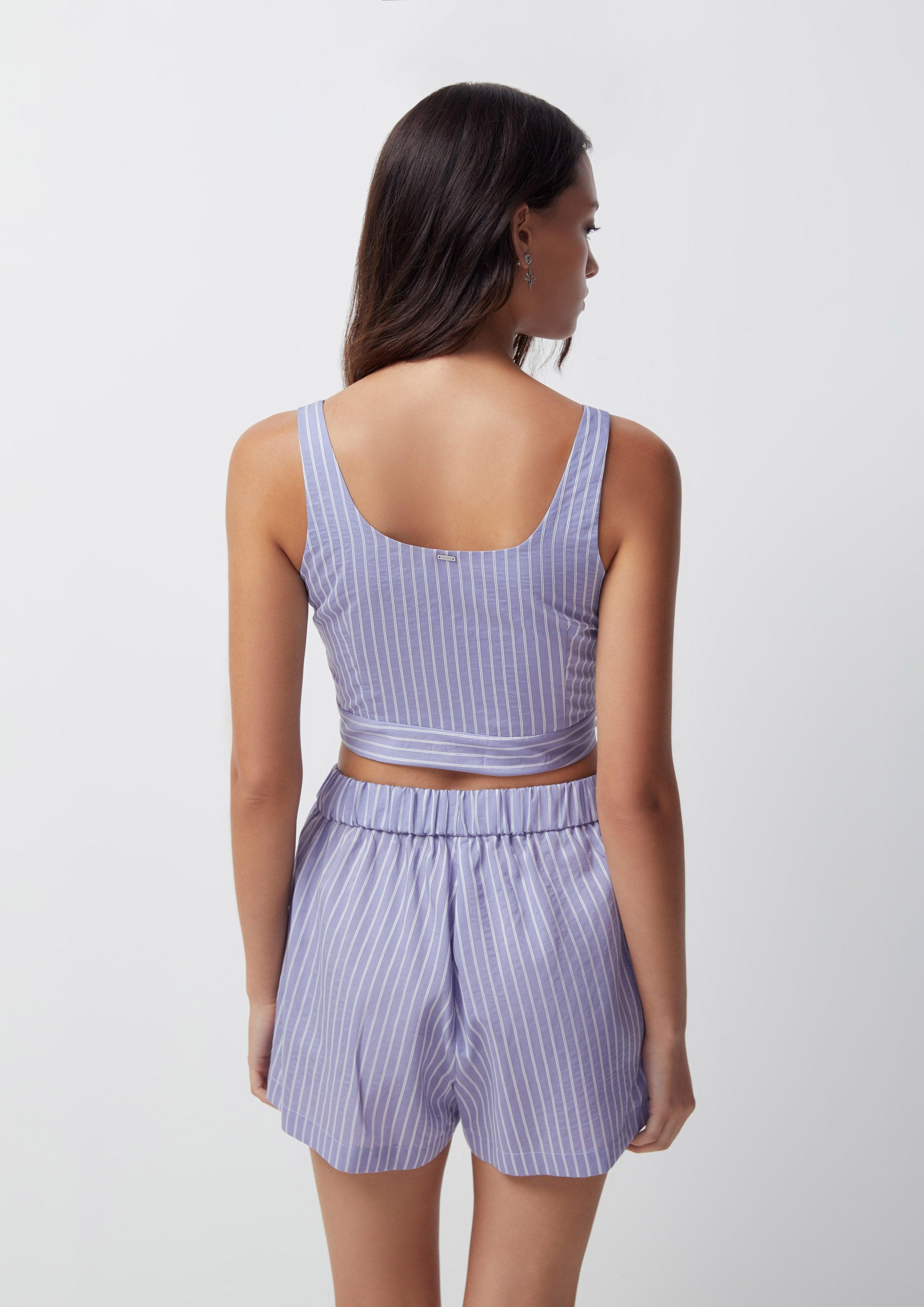 Fantasy Veil Stripe Crop Top & Shorts - Quinn TH