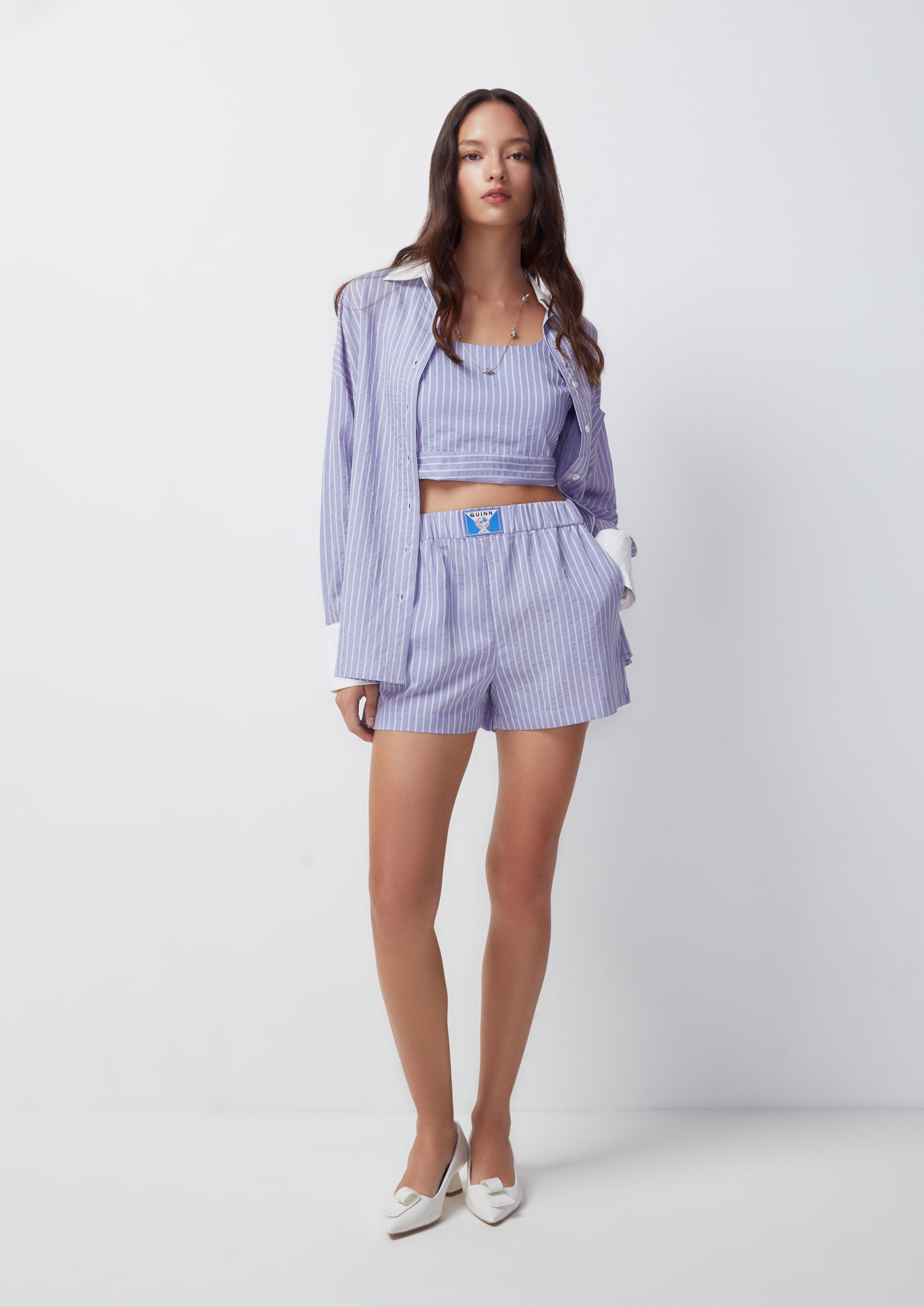 Fantasy Veil Stripe Crop Top & Shorts - Quinn TH