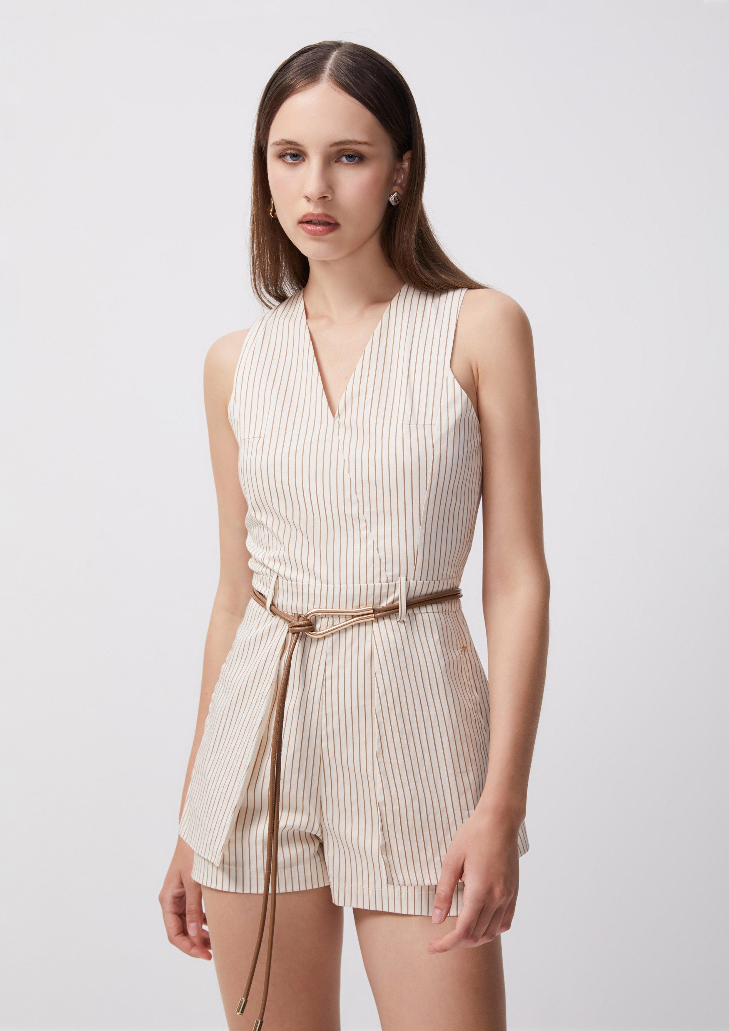 Beachside Oasis Sleeveless Stripe Romper - Quinn TH