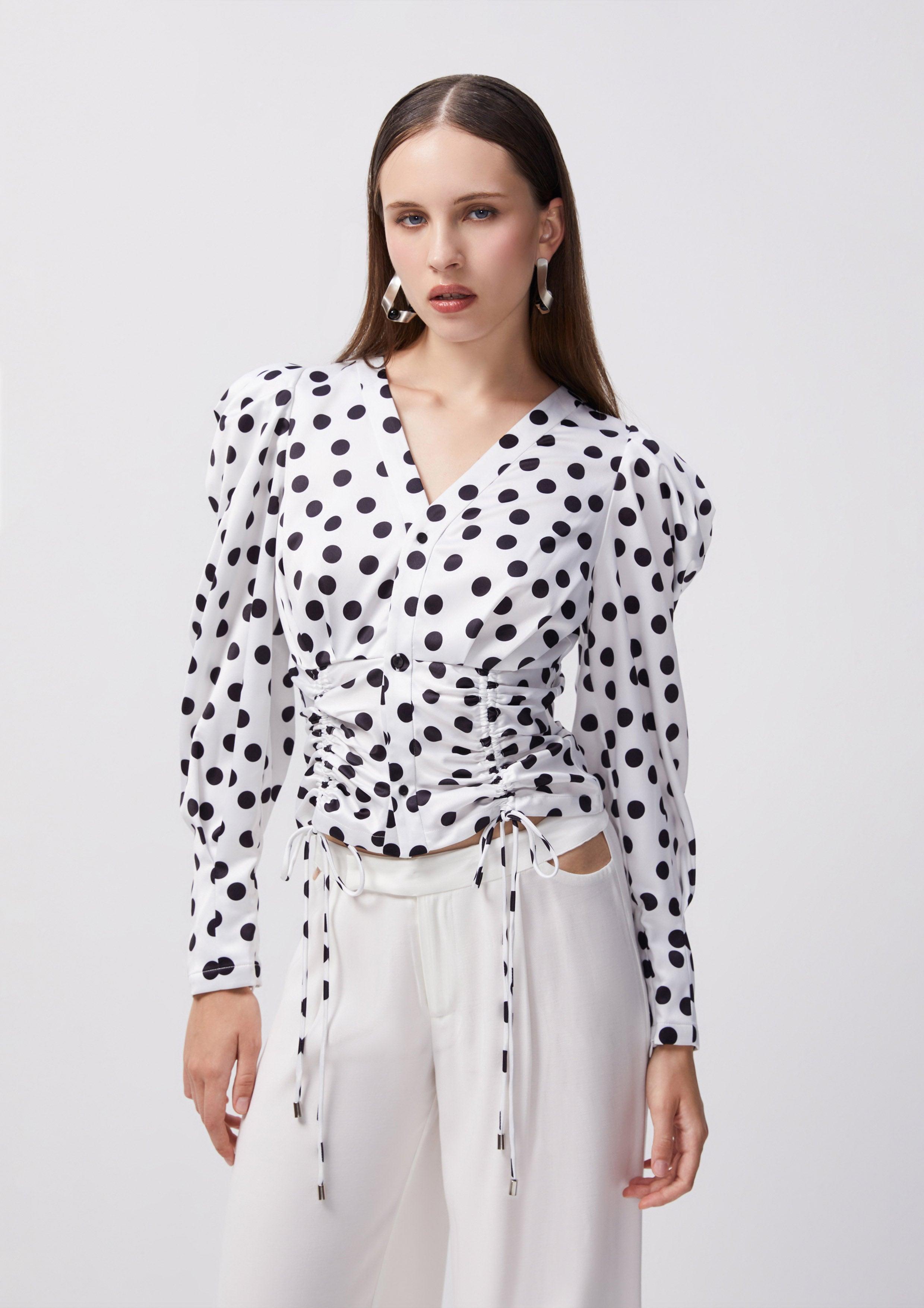 Sun-Kissed Haven Dot Puff Sleeve Blouse - Quinn TH