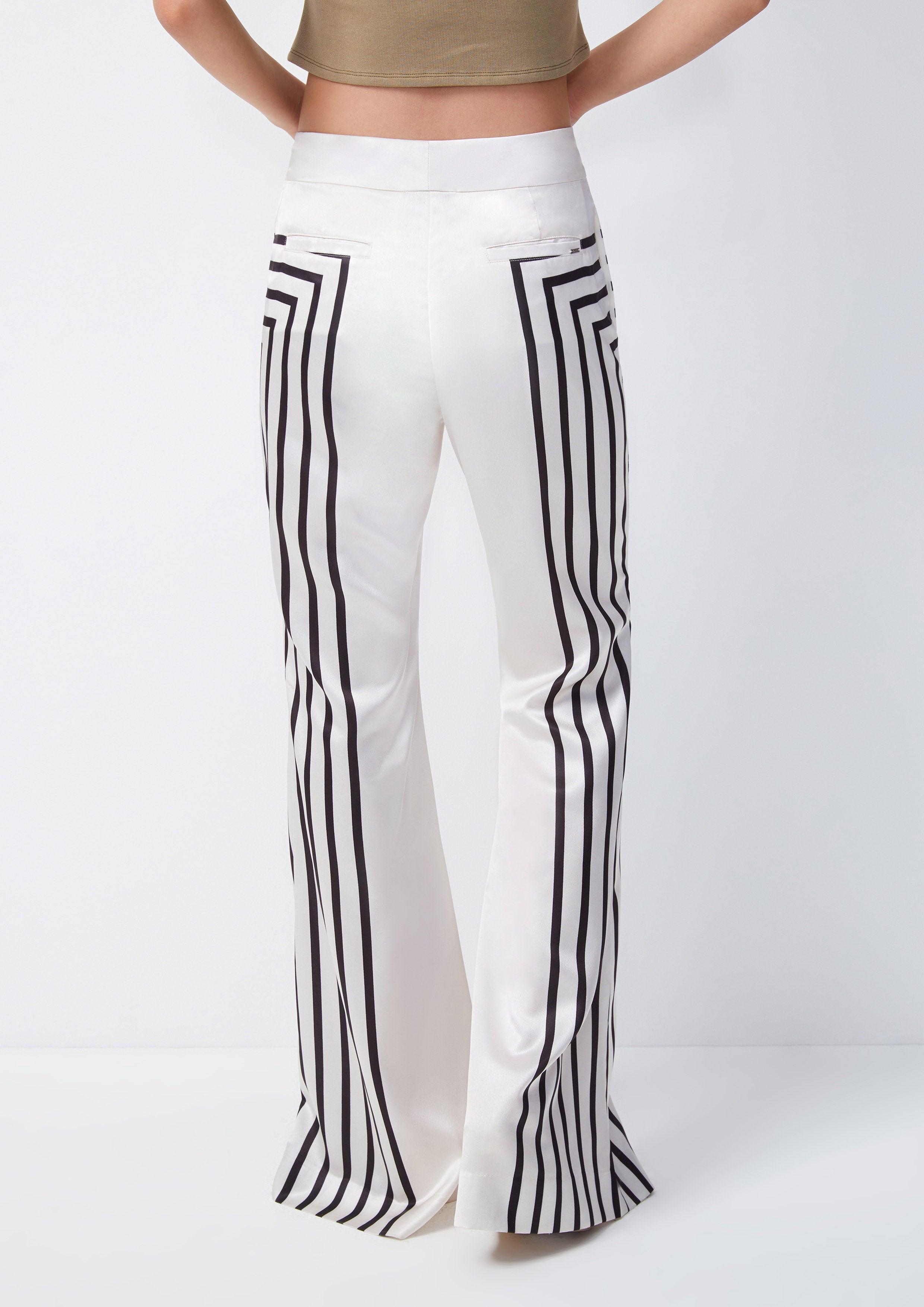 Geometric Striped Flare Trousers - QuinnOfficial Store