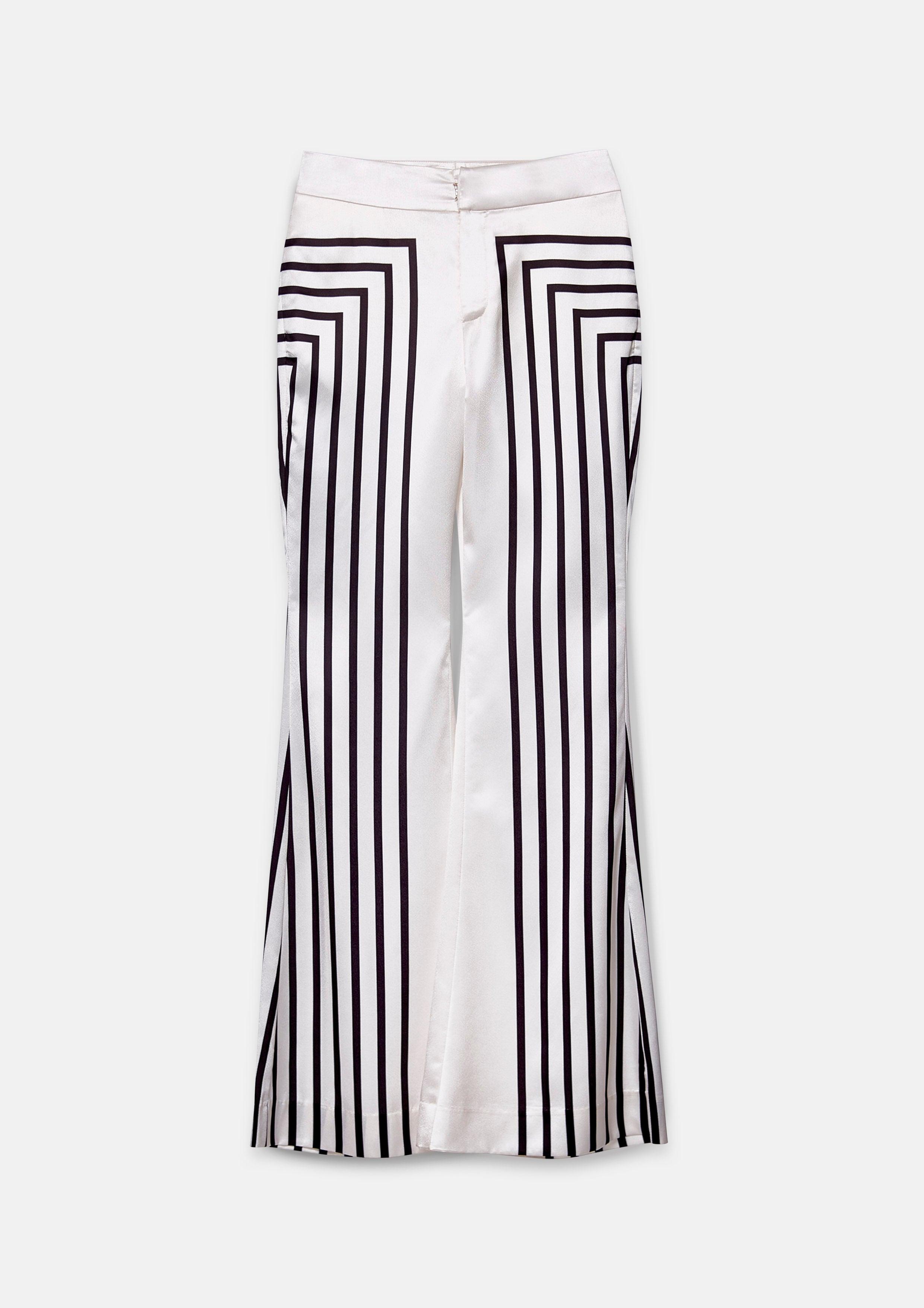 Geometric Striped Flare Trousers - QuinnOfficial Store