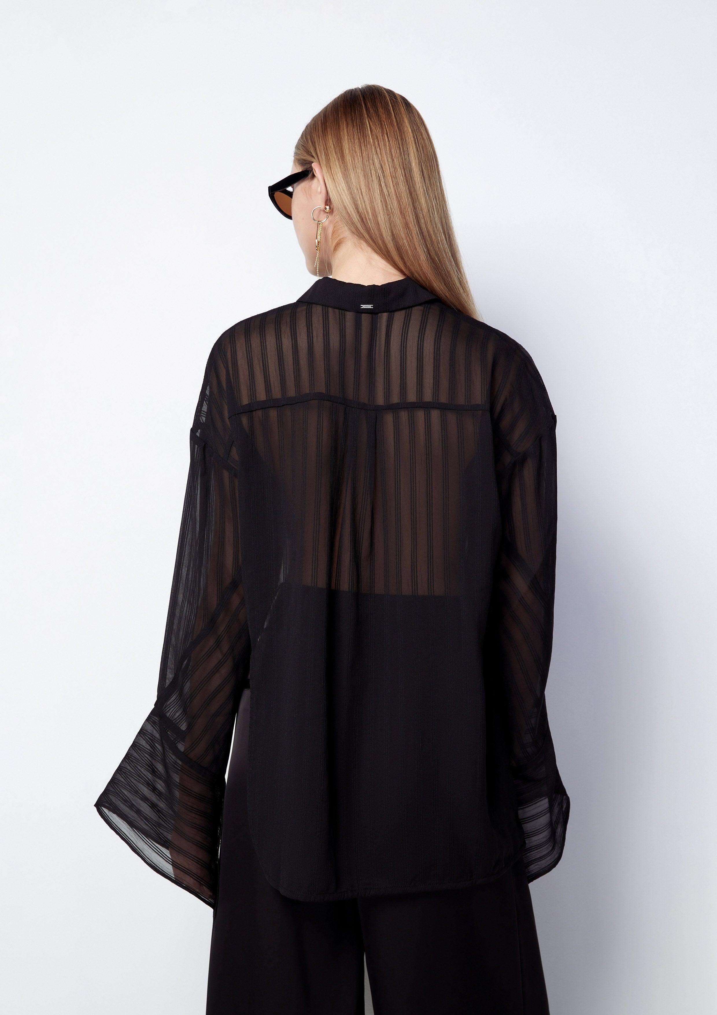 Sheer Striped Oversized Shirt - QuinnOfficial Store