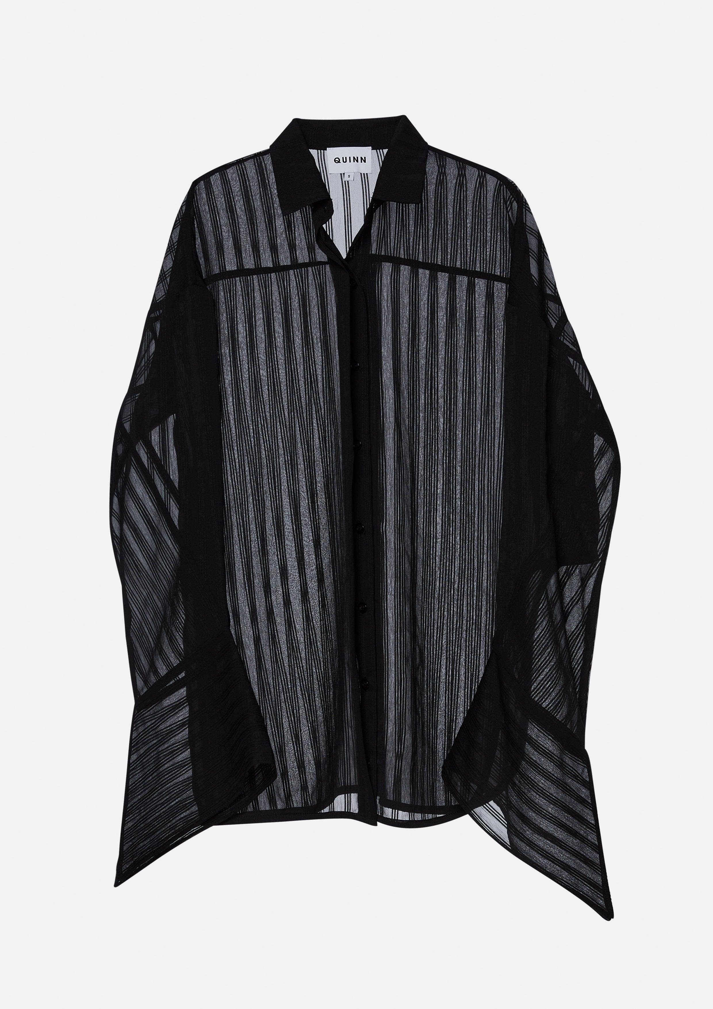 Sheer Striped Oversized Shirt - QuinnOfficial Store