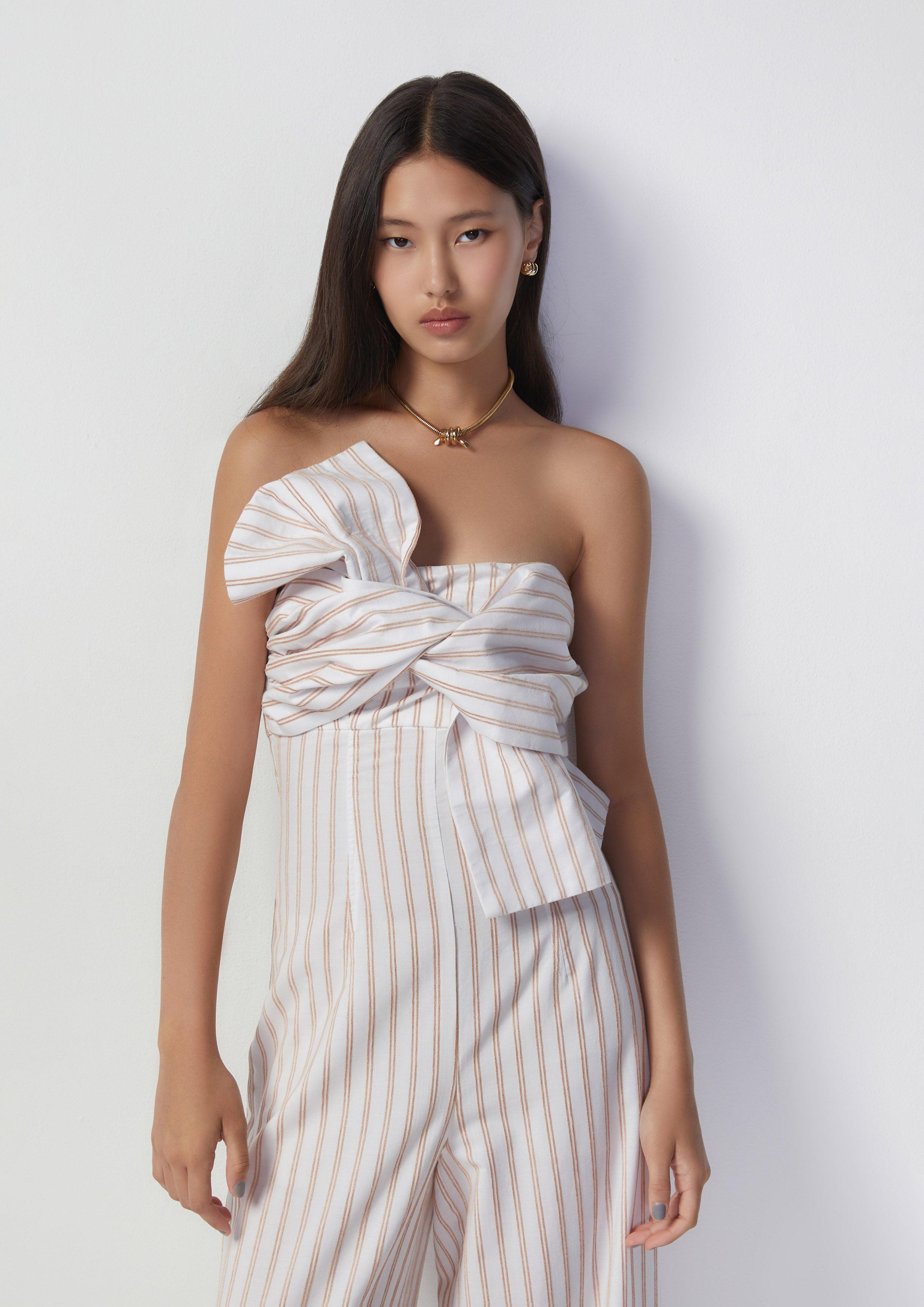 Sun-Kissed Stripe Knot Bust Jumpsuit - Quinn TH