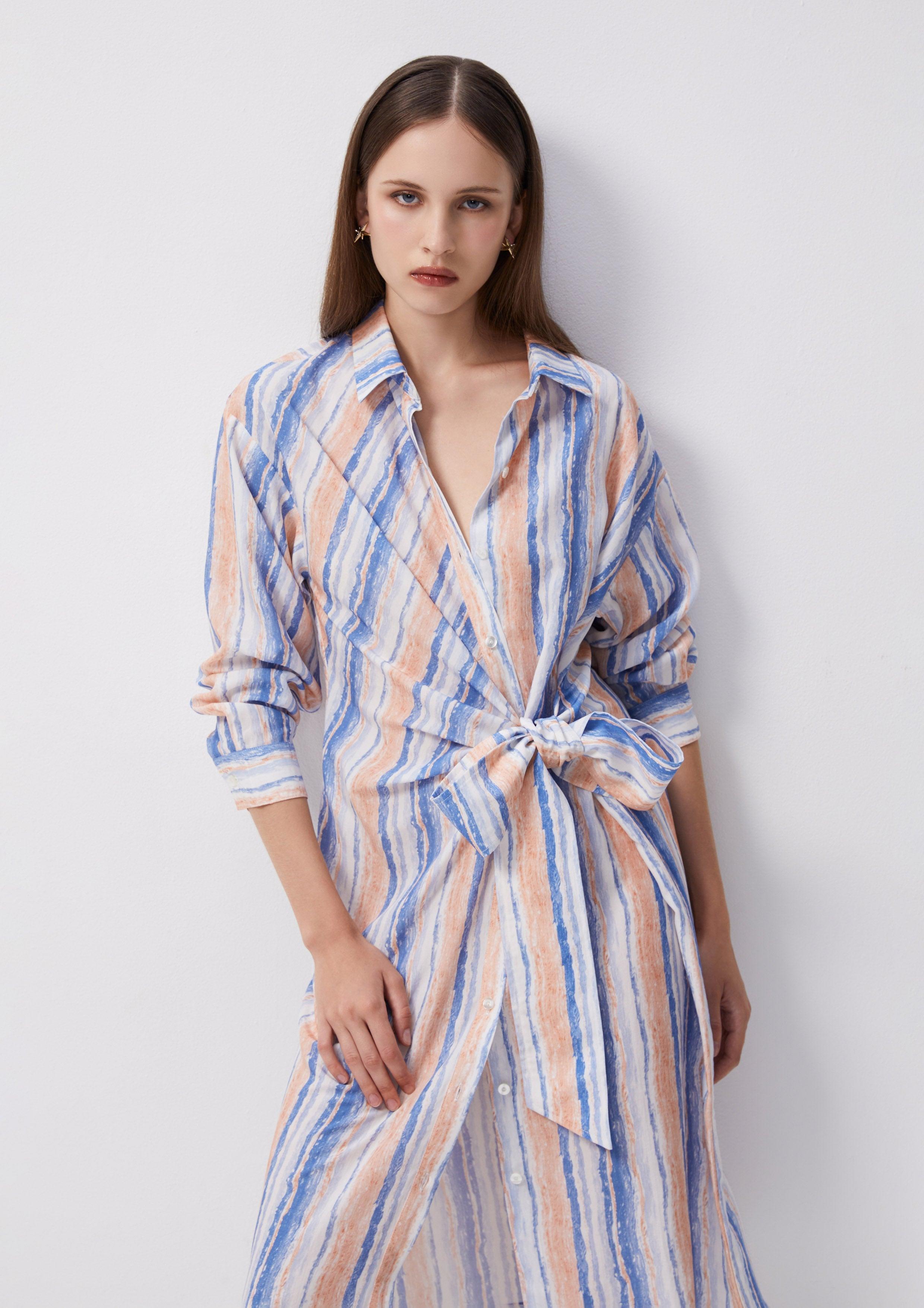 Beachside Oasis Stripe Wrap Dress - Quinn TH