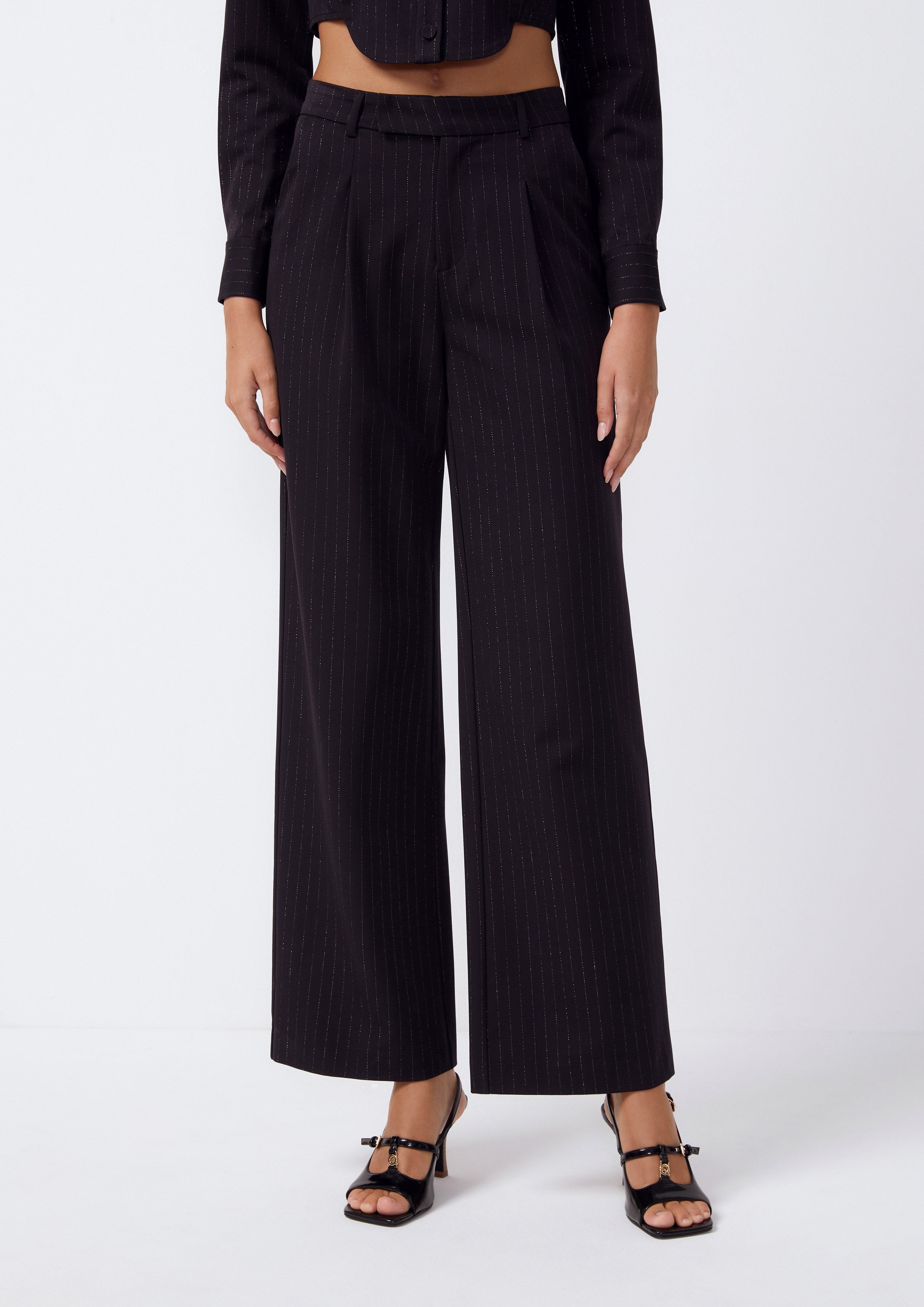 Sleek Stripe Wide Leg Trousers