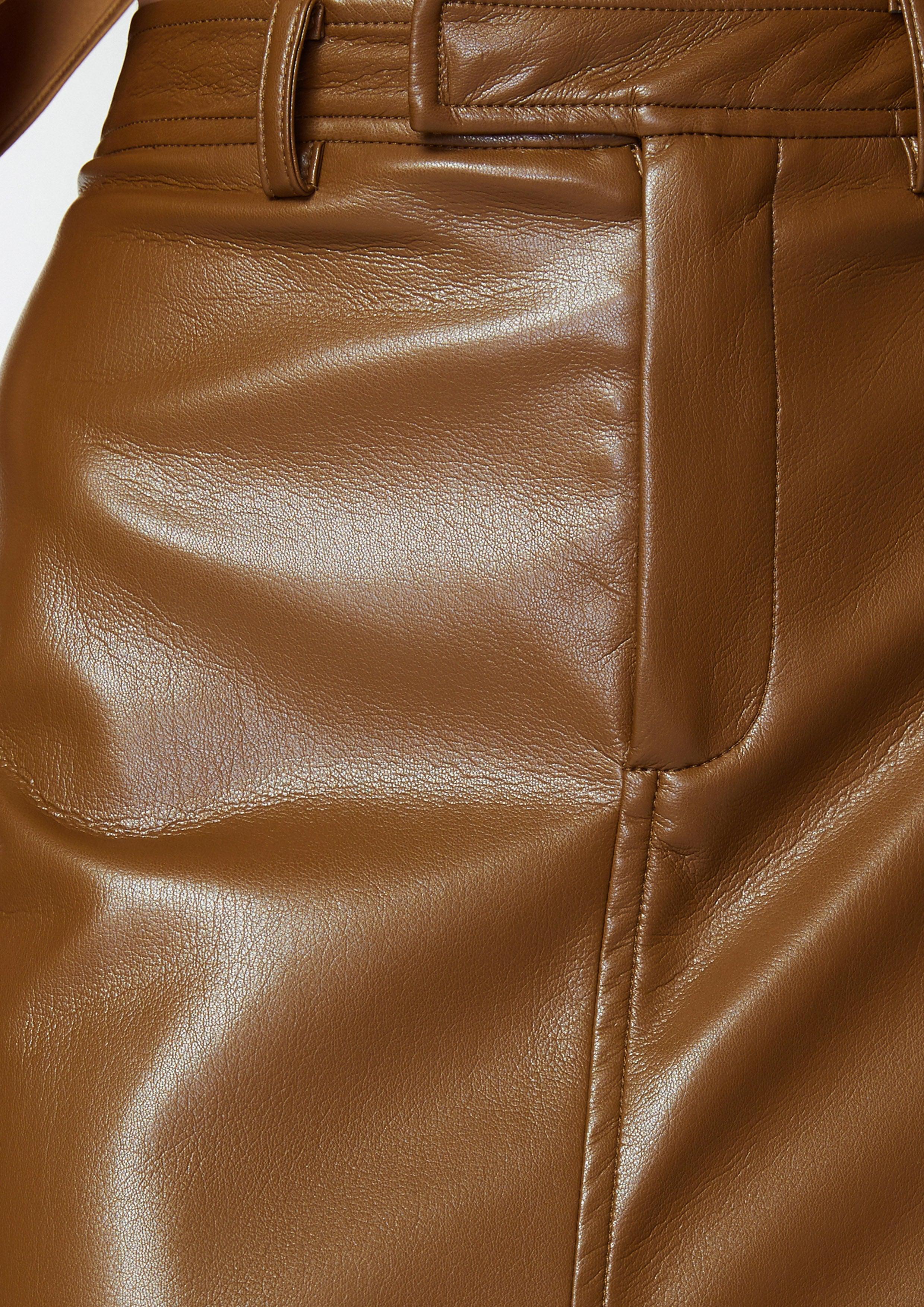 Maverick Leather Front Slit Pencil Midi Skirt