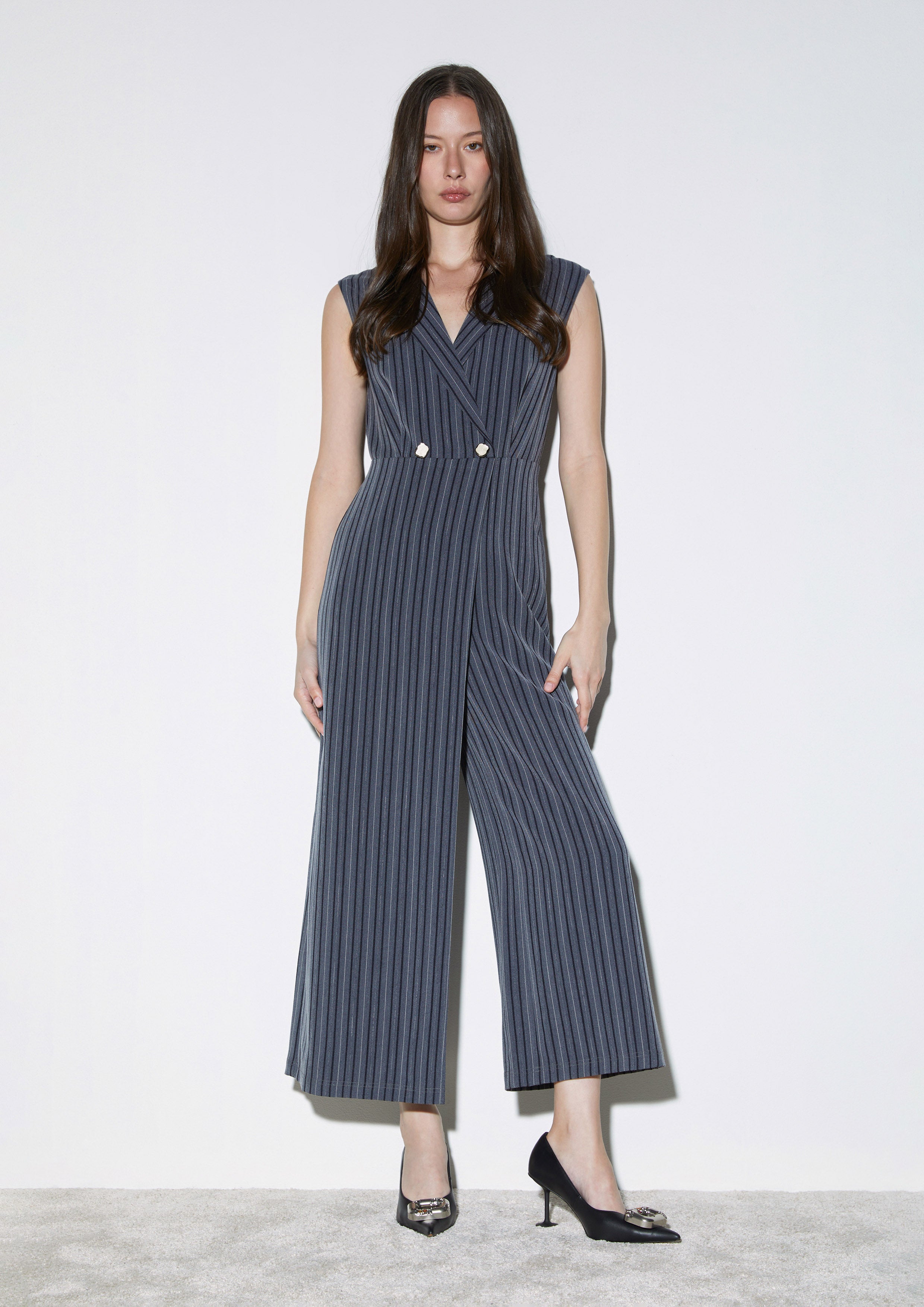 Striped Sleeveless Jumpsuit