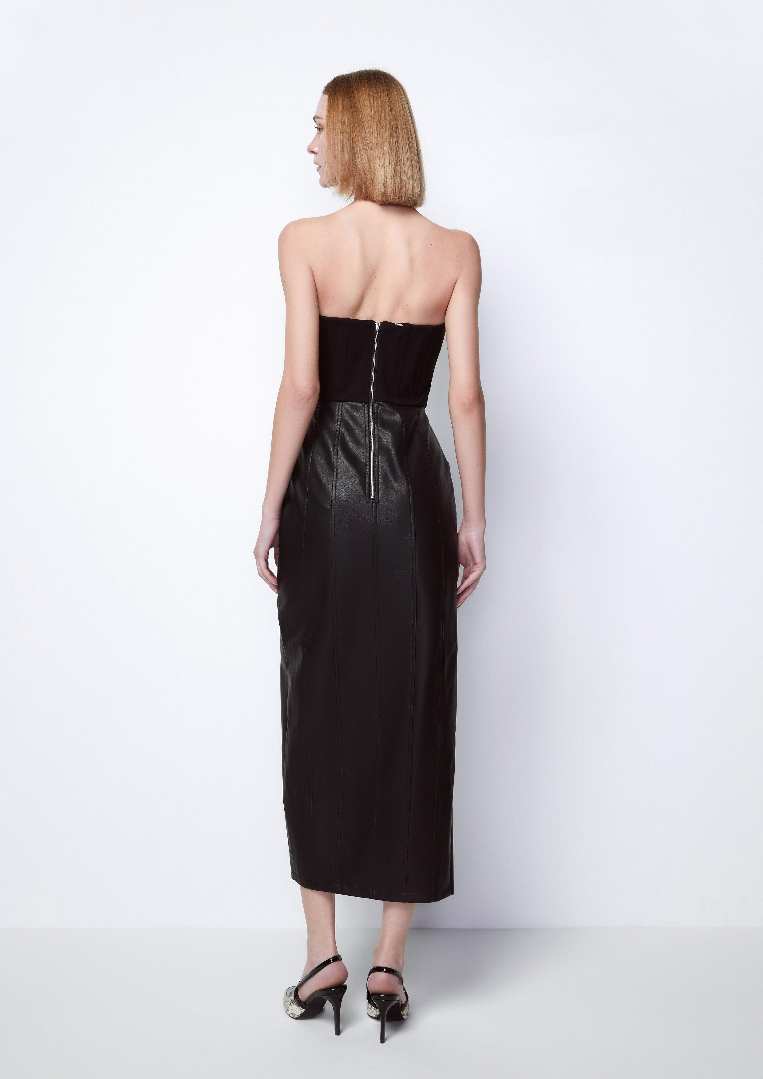 High Slit Twisted Leather Layered Maxi Dress - QuinnOfficial Store