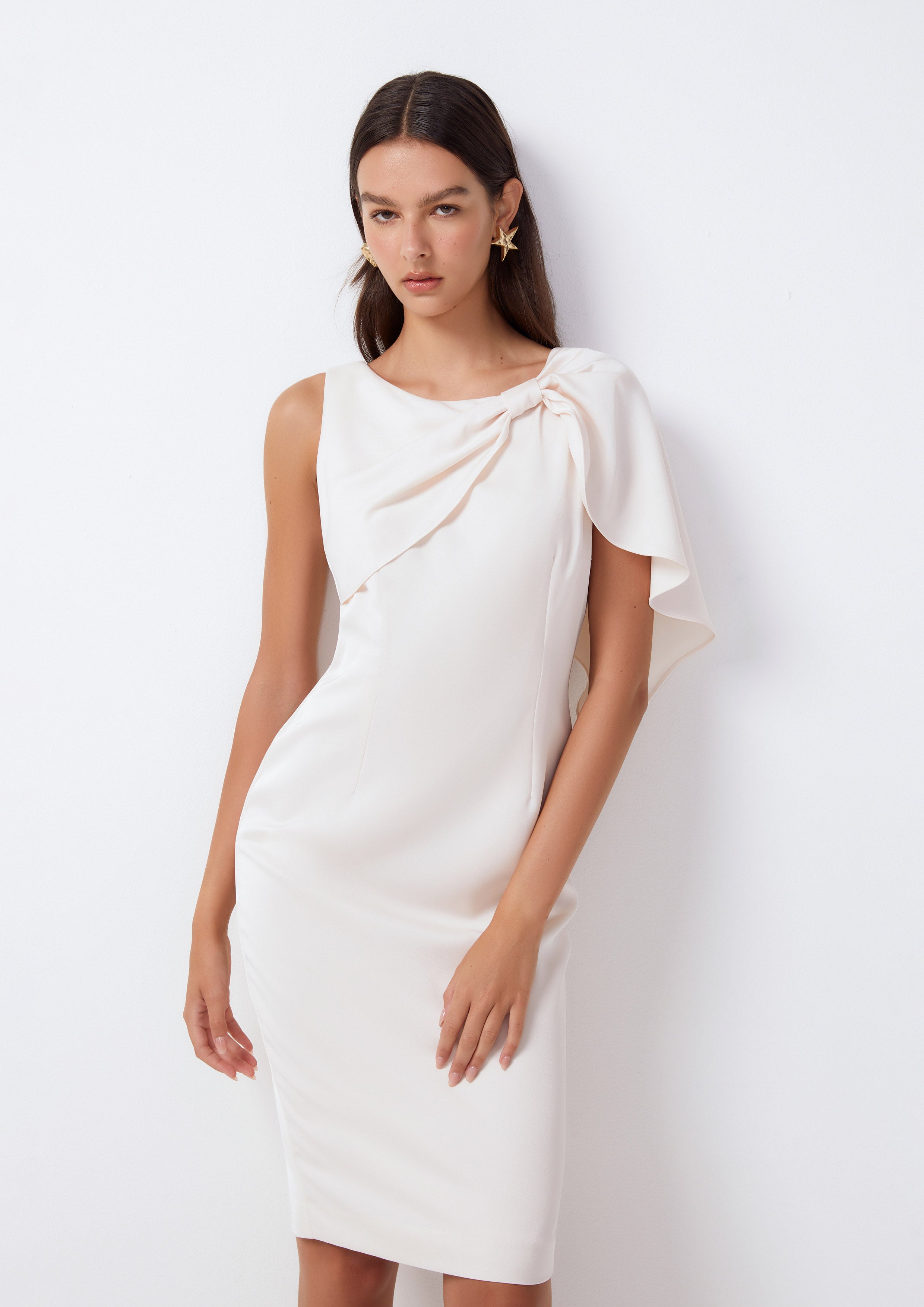 Draped Knot Midi Dress