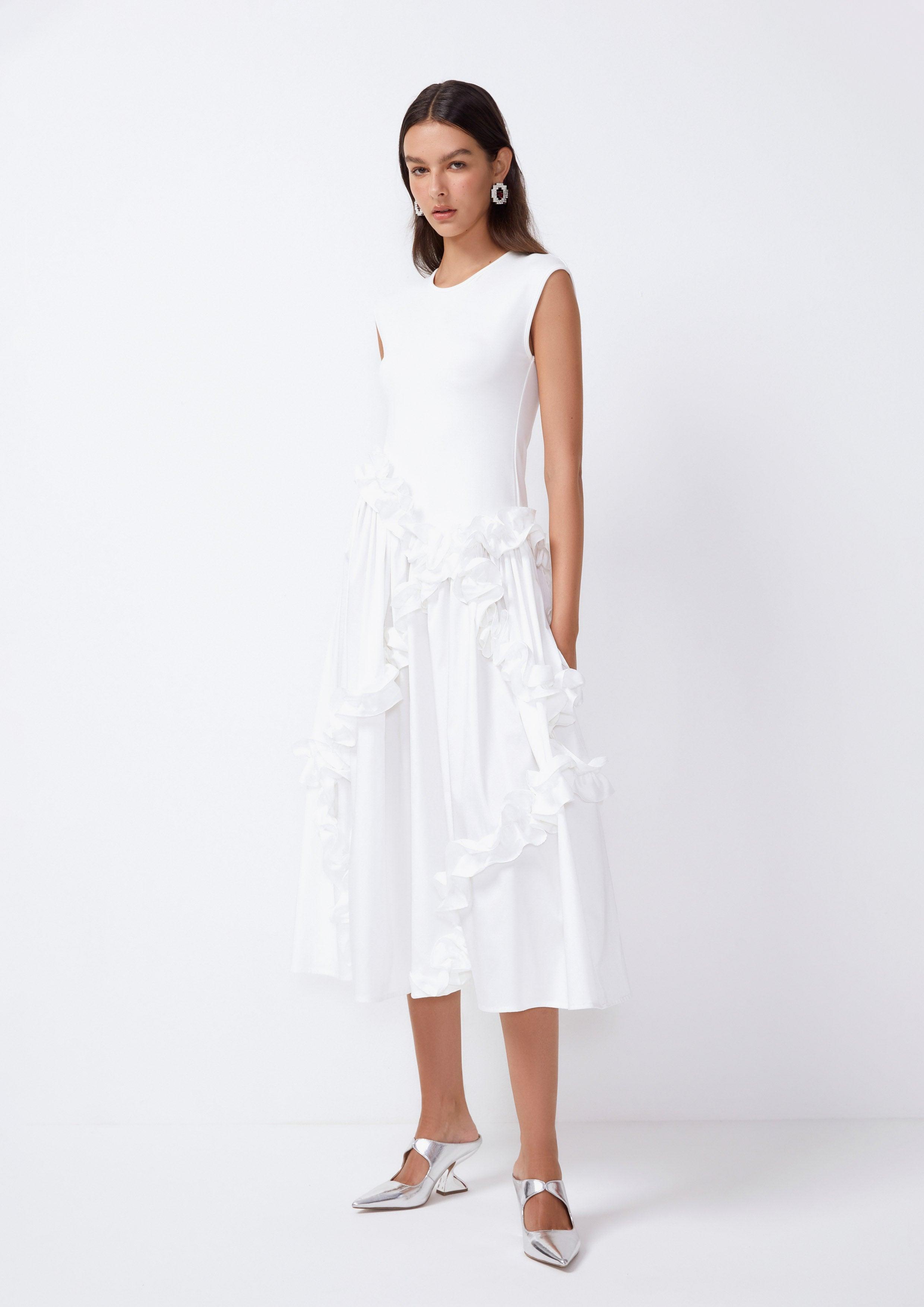 Ruffle Frill Trimmed Midi Dress - QuinnOfficial Store