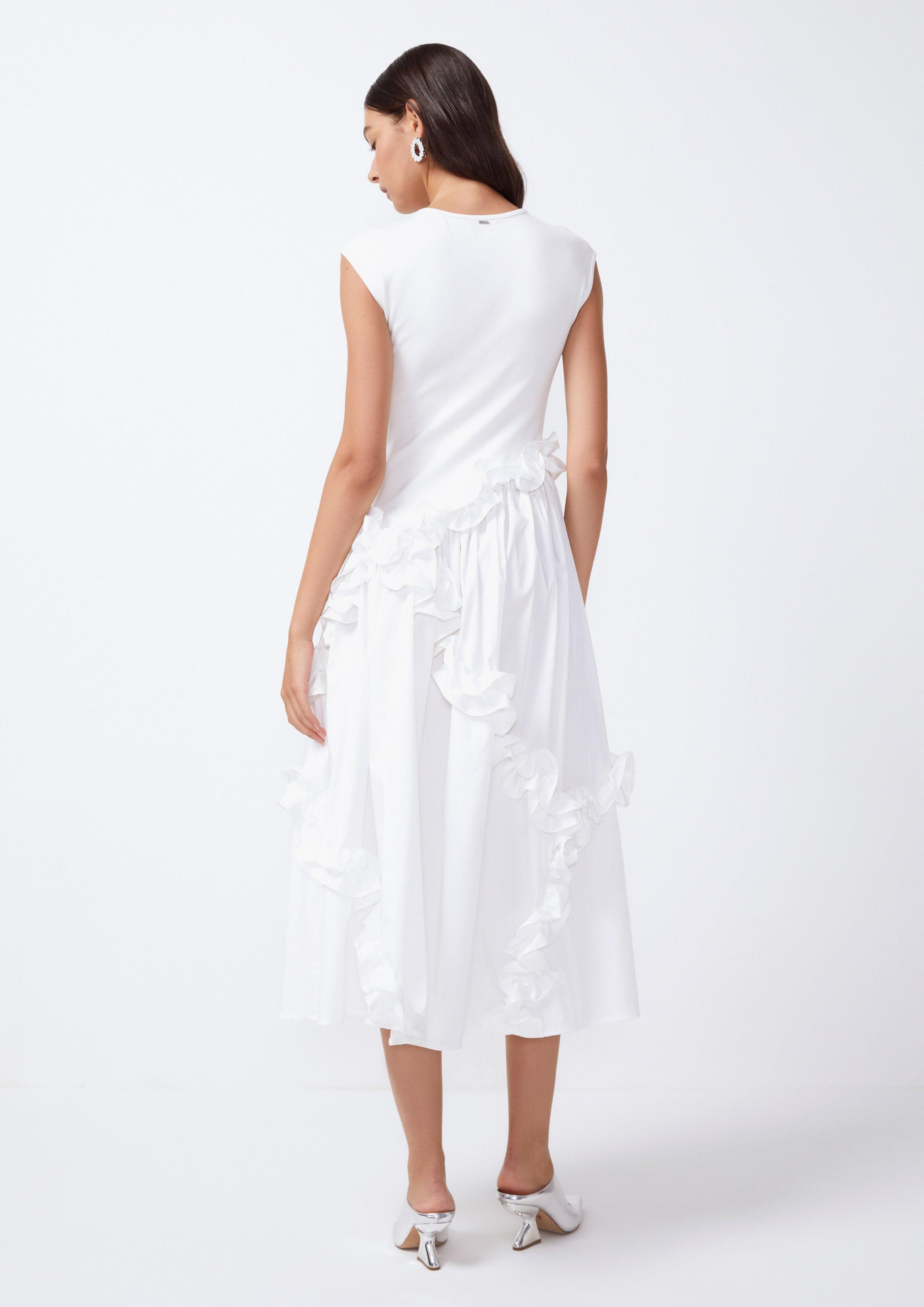 Ruffle Frill Trimmed Midi Dress - QuinnOfficial Store