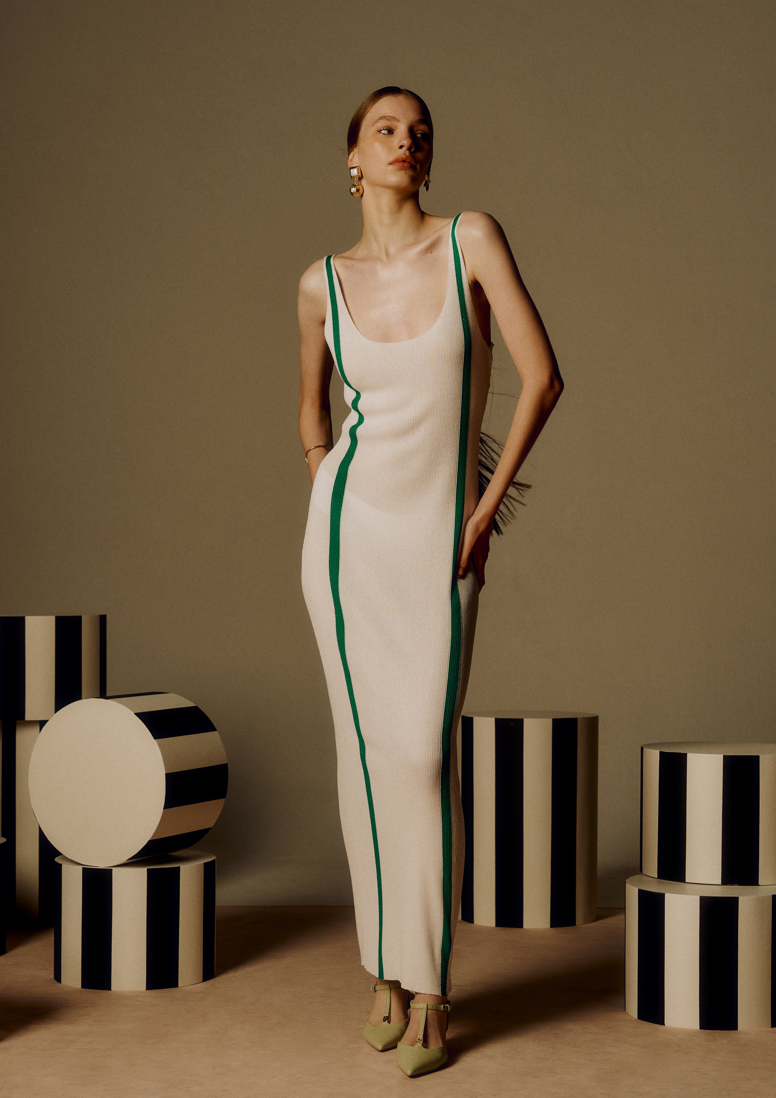 Twin Stripe Maxi Sheath Dress