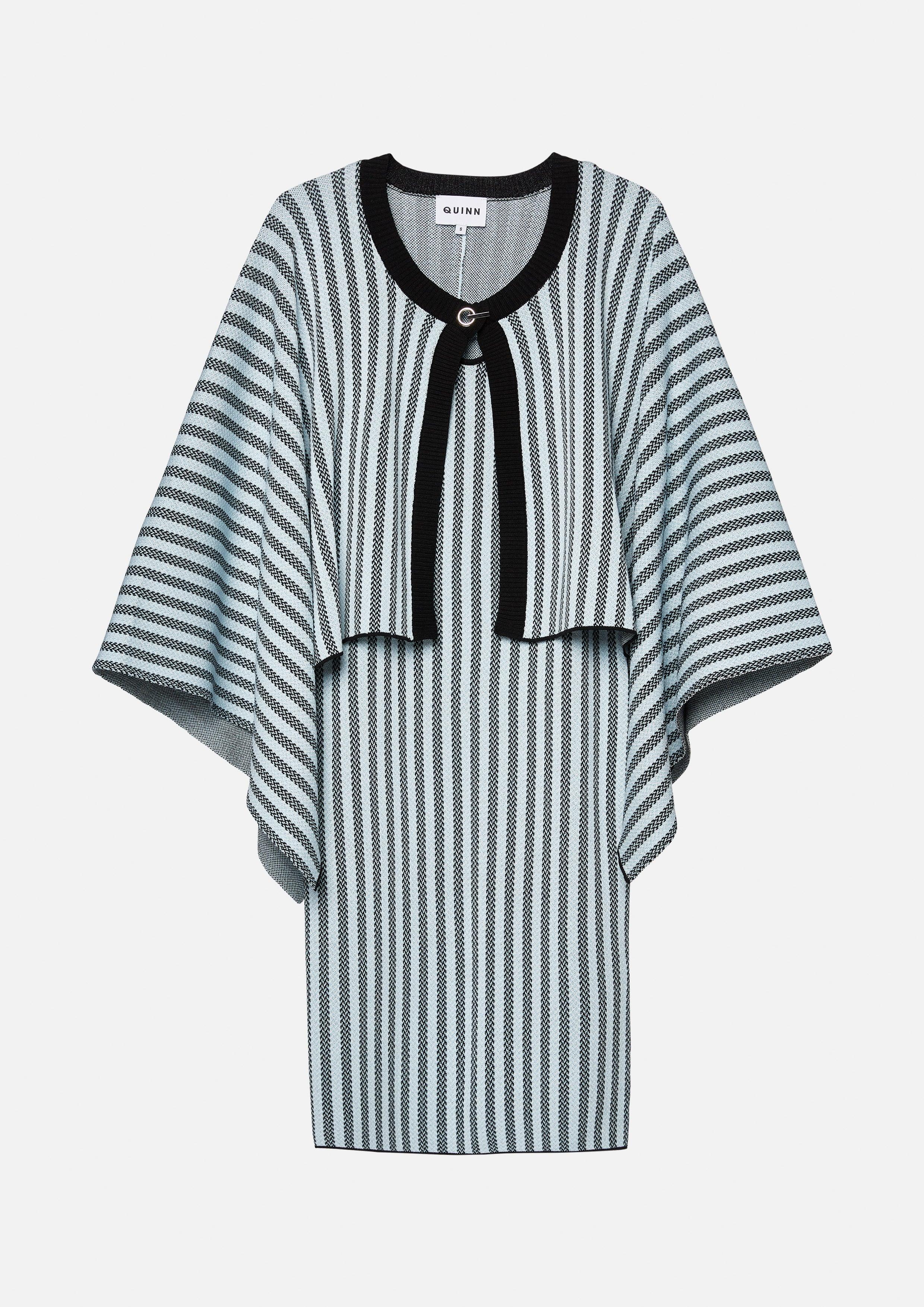 Herringbone Stripe Cape Dress - QuinnOfficial Store