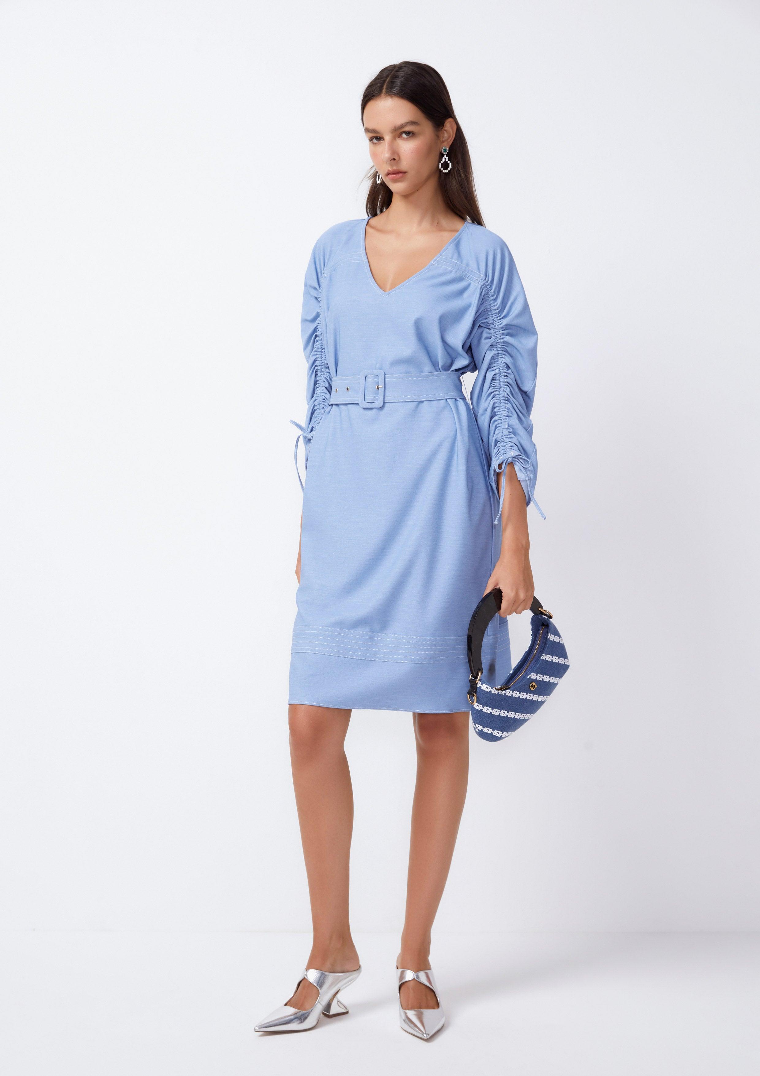 Drawstring Sleeve Buckle Mini Dress - QuinnOfficial Store