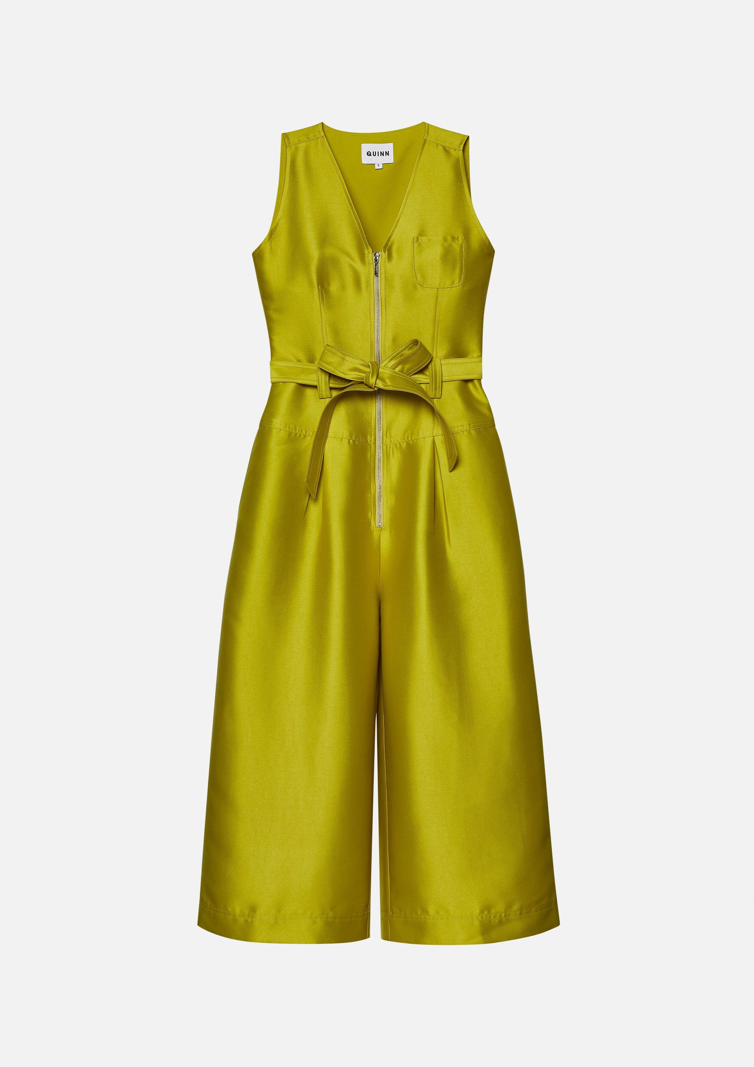 Belted Satin Sleeveless Jumpsuit - QuinnOfficial Store