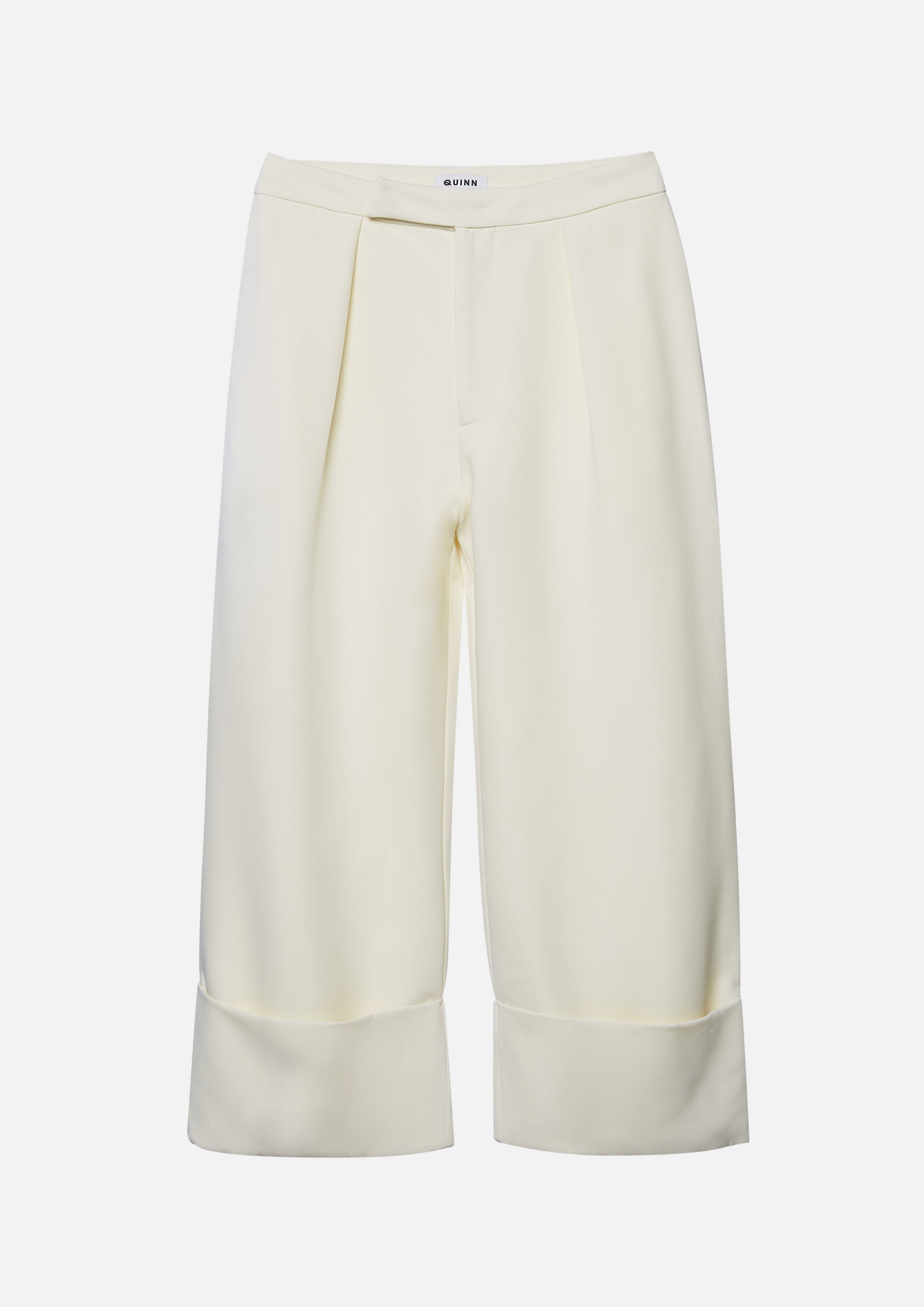 Pleated Cropped Length Wide-Leg Trousers