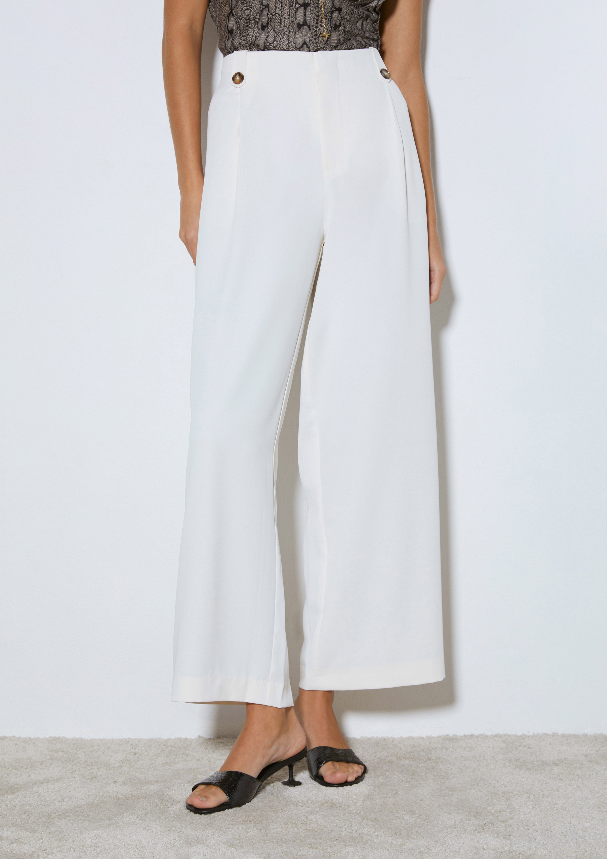 High-Waisted Pleated Wide-Leg Pants