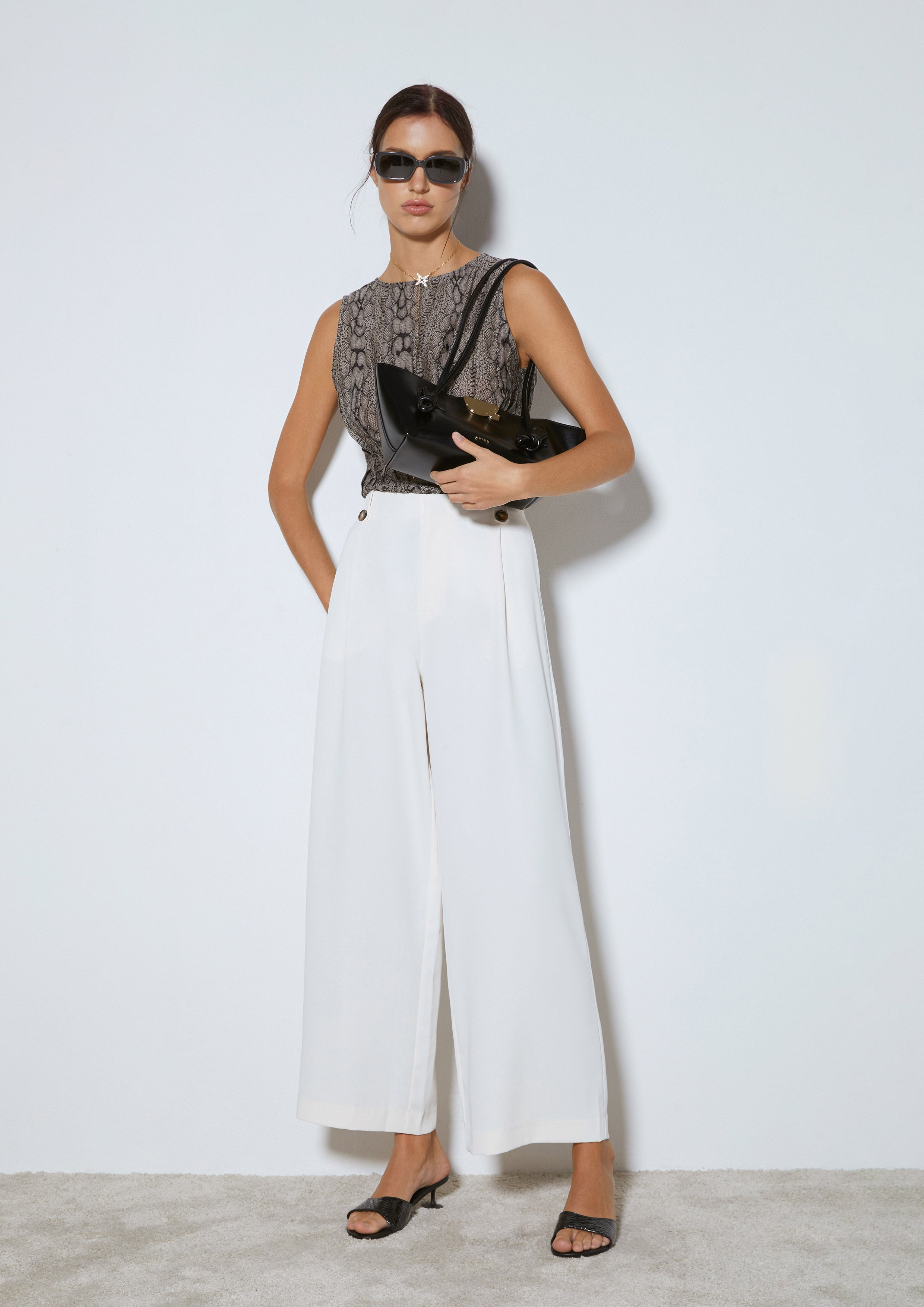 High-Waisted Pleated Wide-Leg Pants