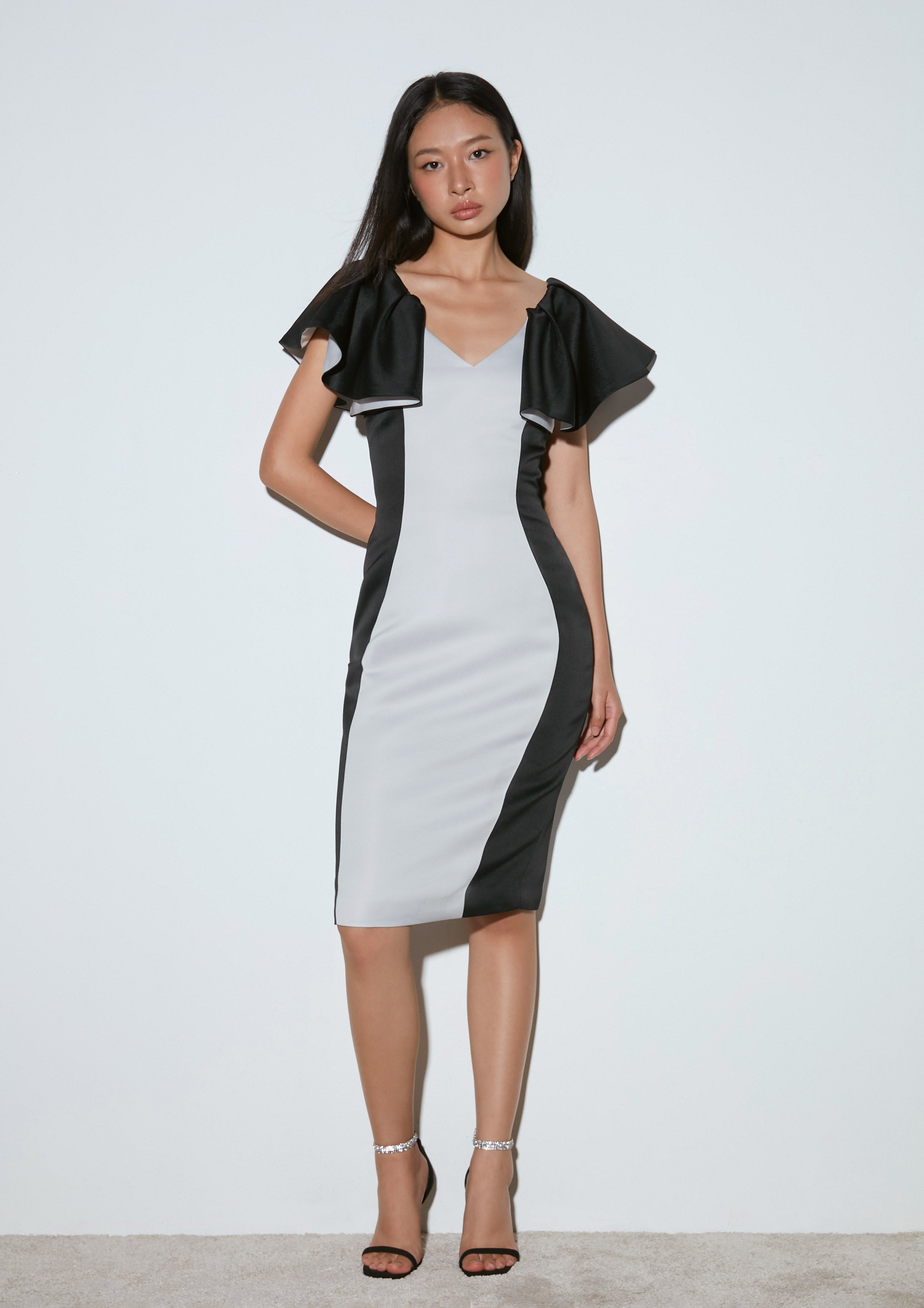 Origami Flutter Sleeve Pencil Dress