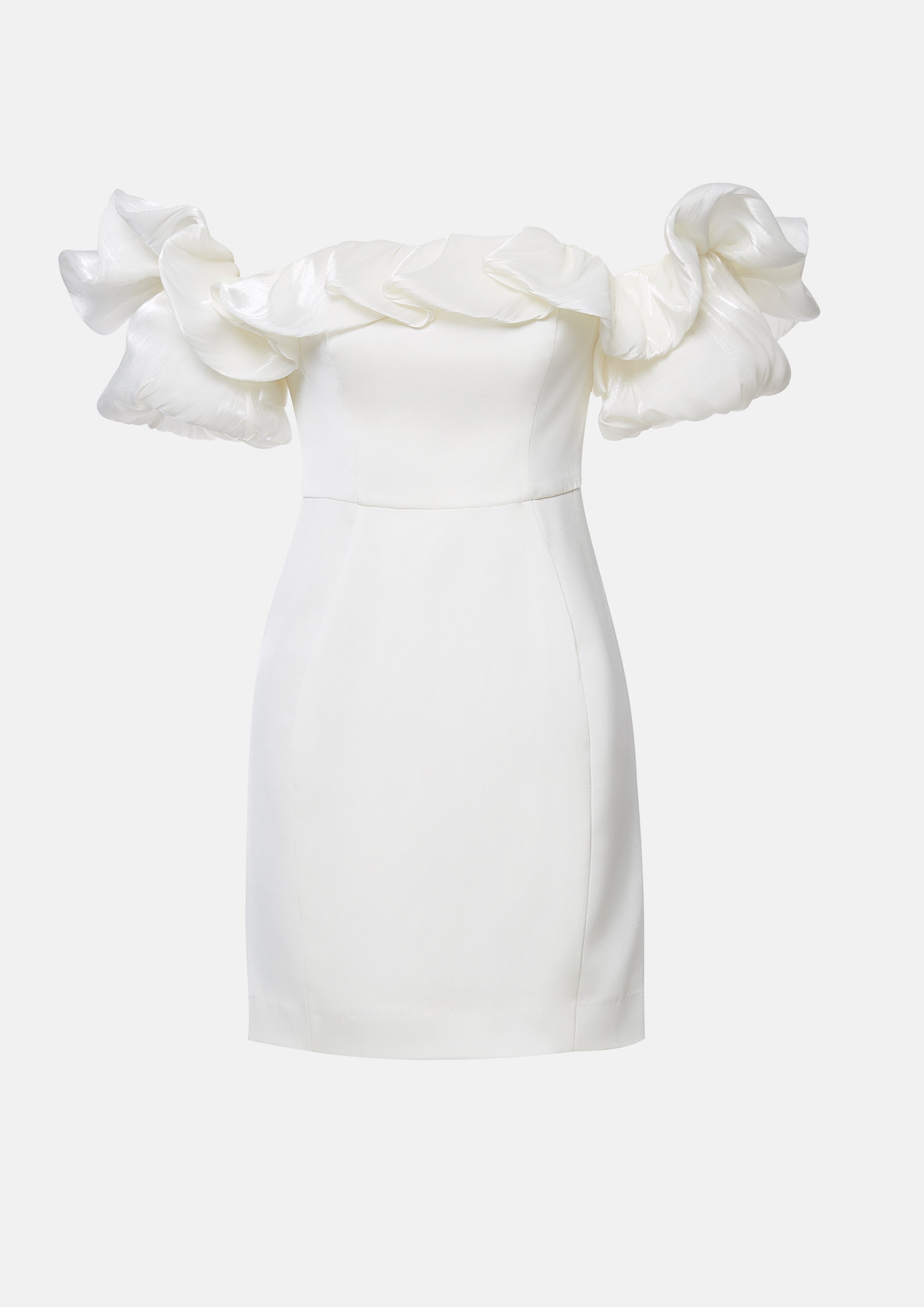 Sculptural Ruffle Off-Shoulder Dress