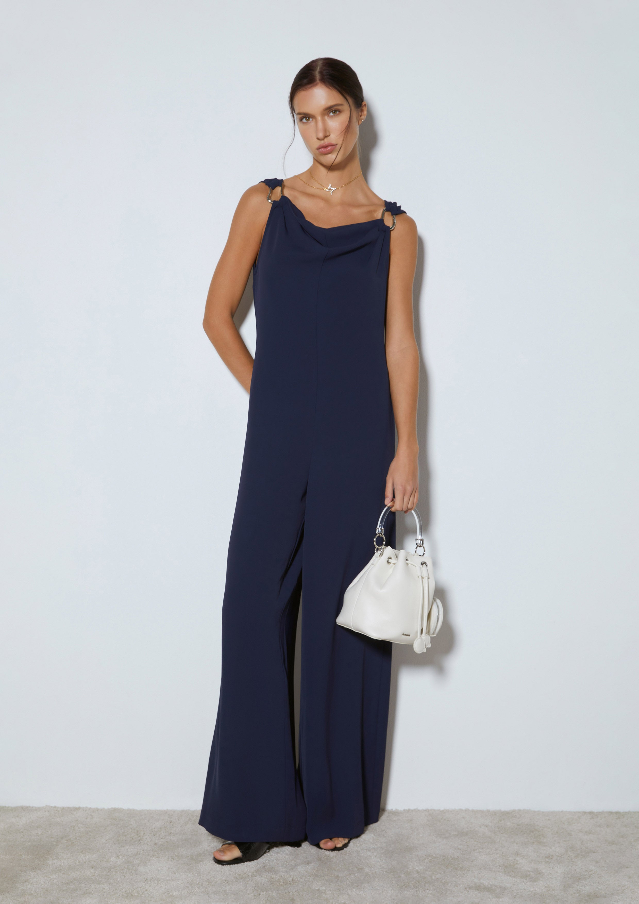 Cowl Neck Wide-Leg Jumpsuit