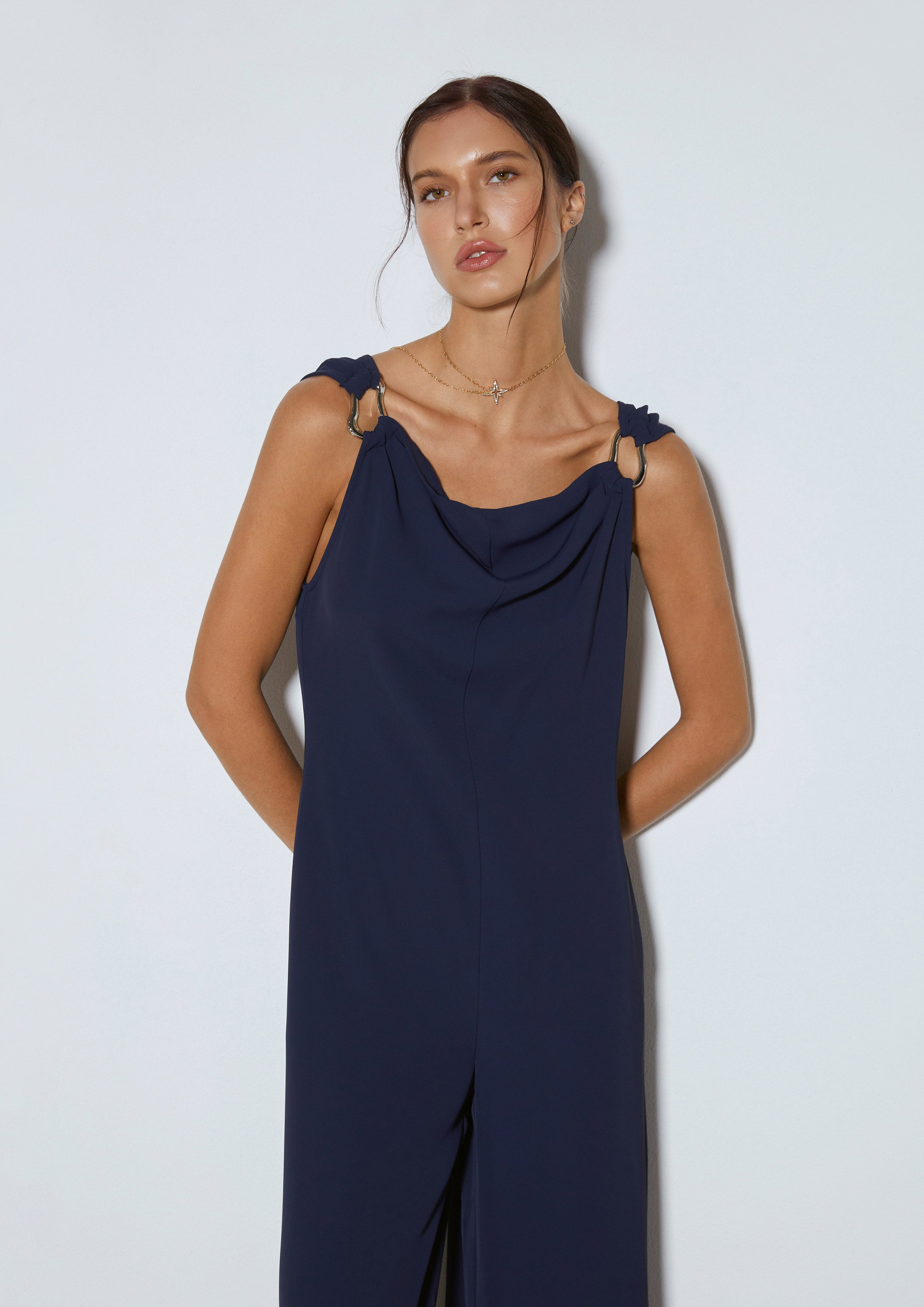 Cowl Neck Wide-Leg Jumpsuit