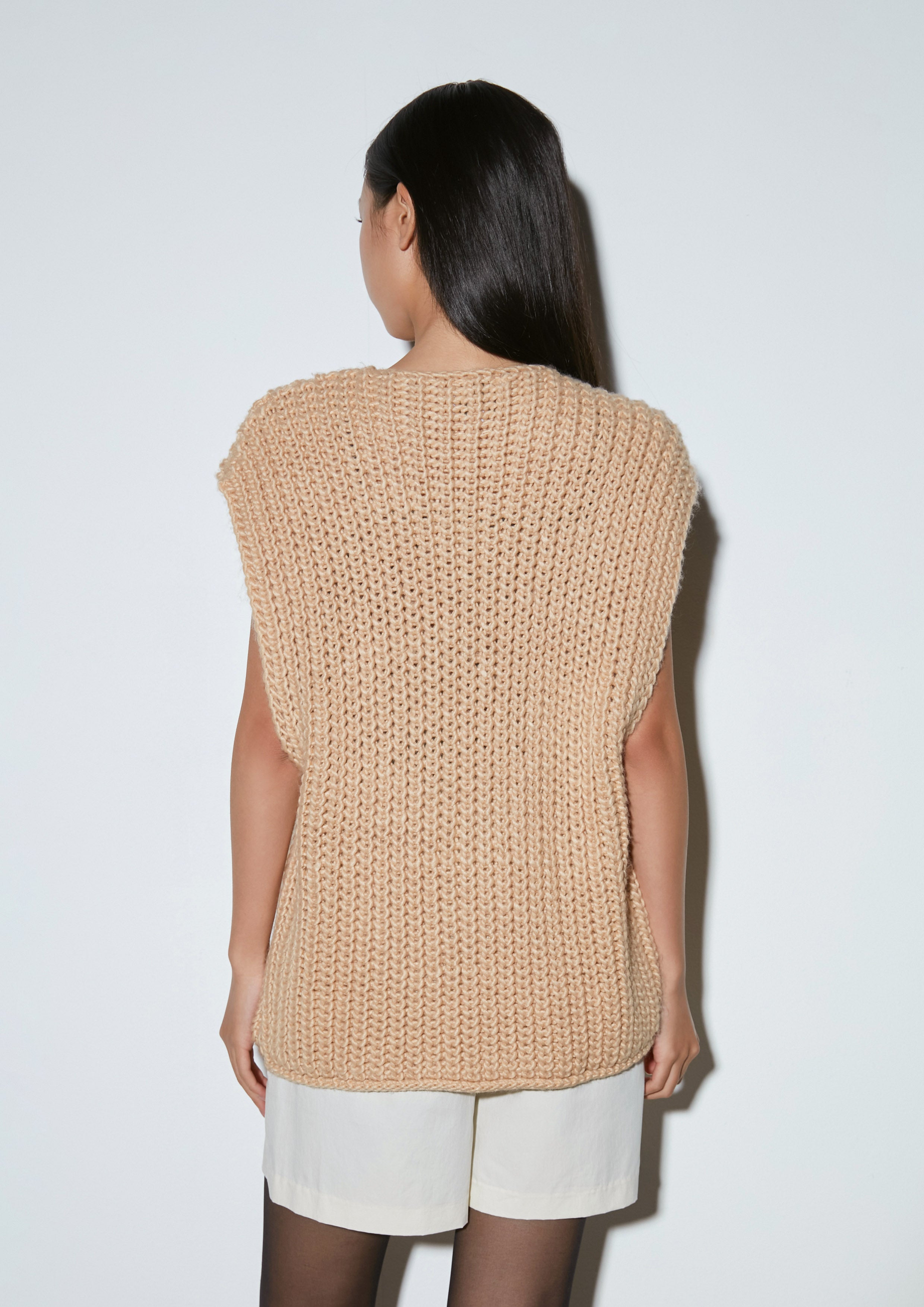 Mesh Knit Button Down Sleeveless Top