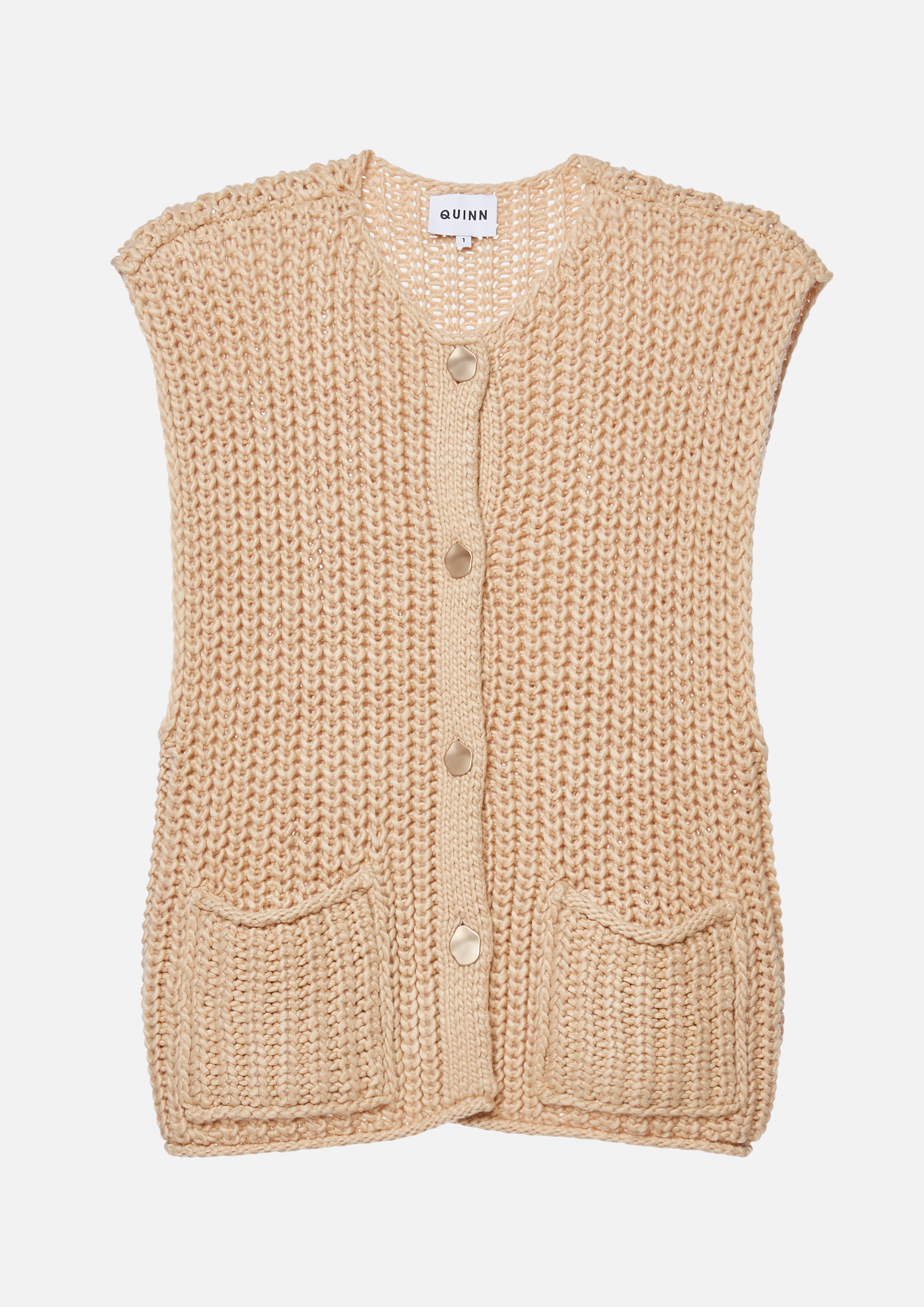 Mesh Knit Button Down Sleeveless Top