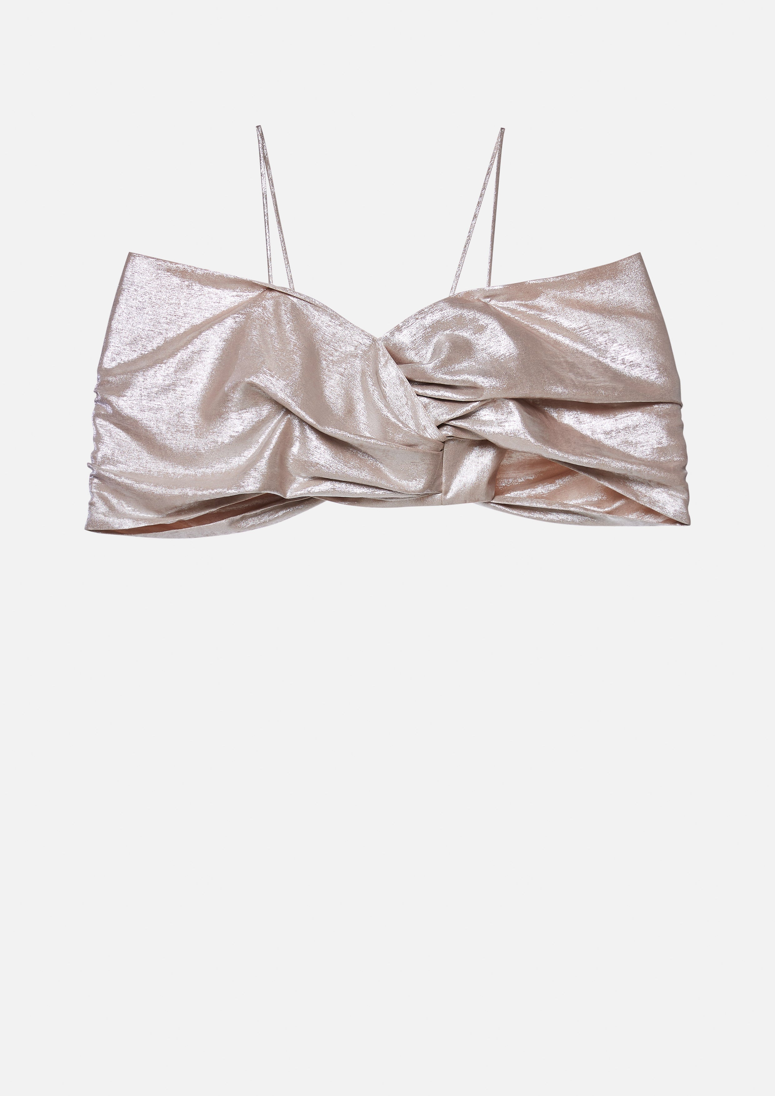 Draped Metallic Bandeau Top