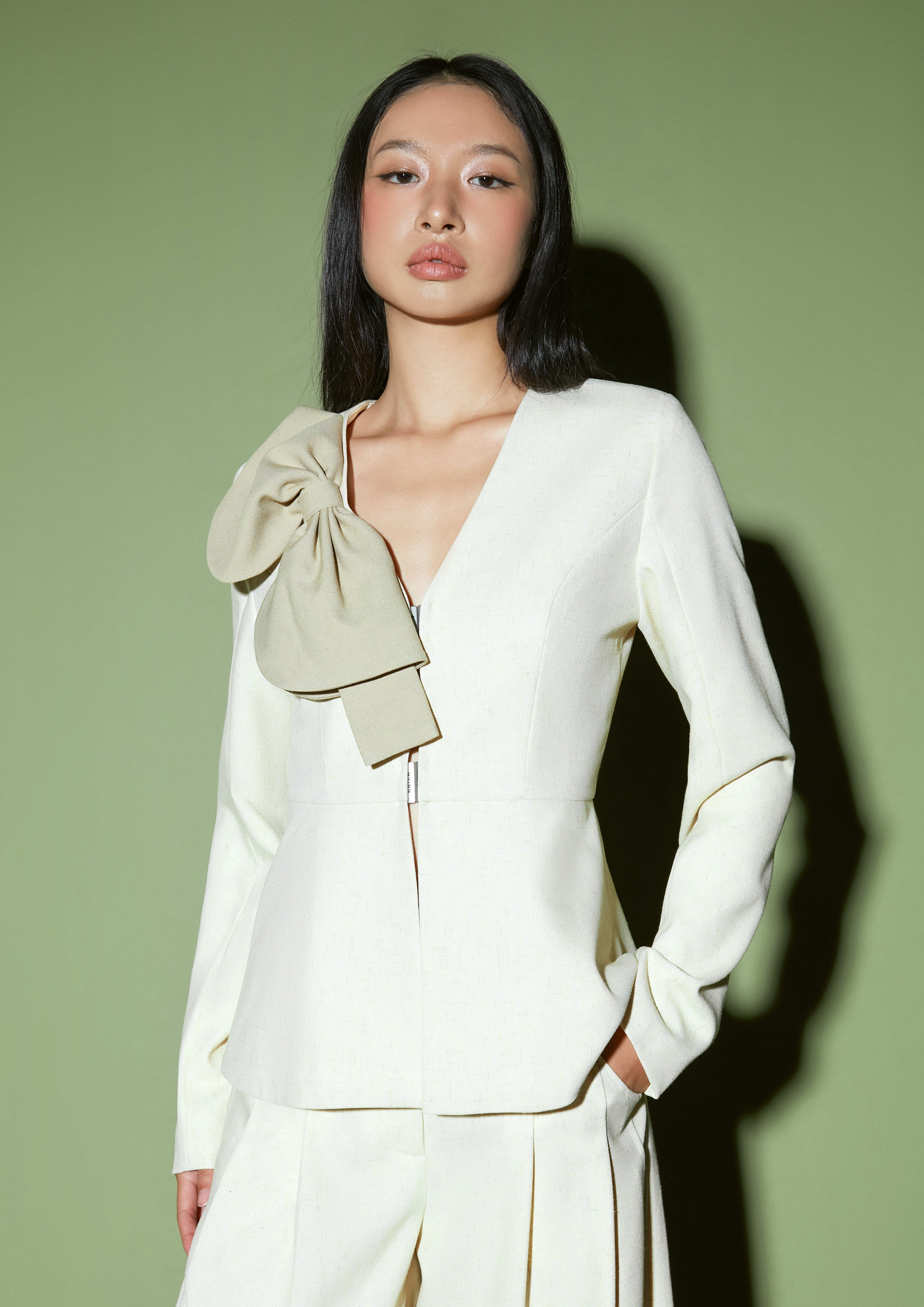 Sculptural Bow Fitted Jacket