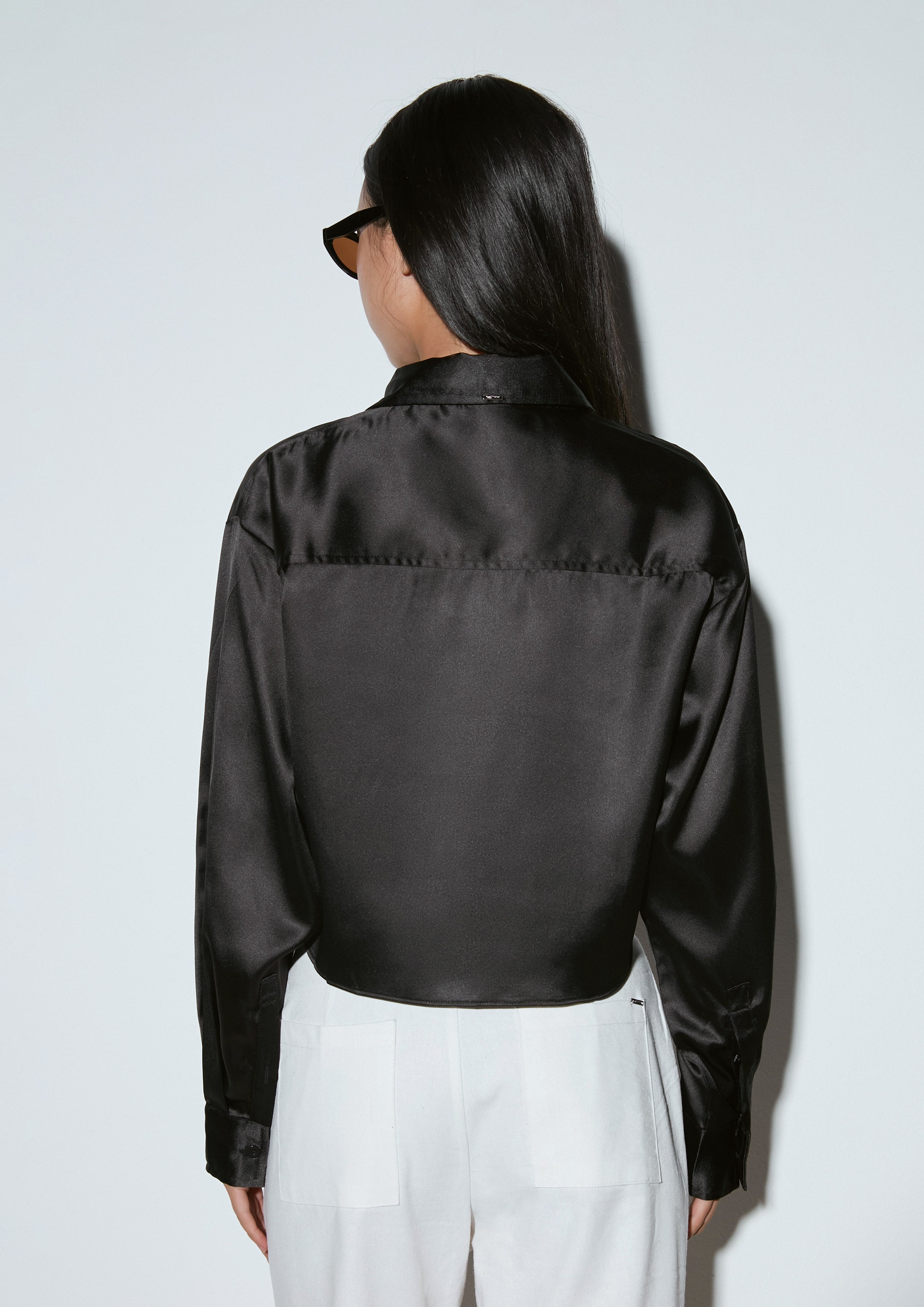 Luxe Cropped Satin Shirt