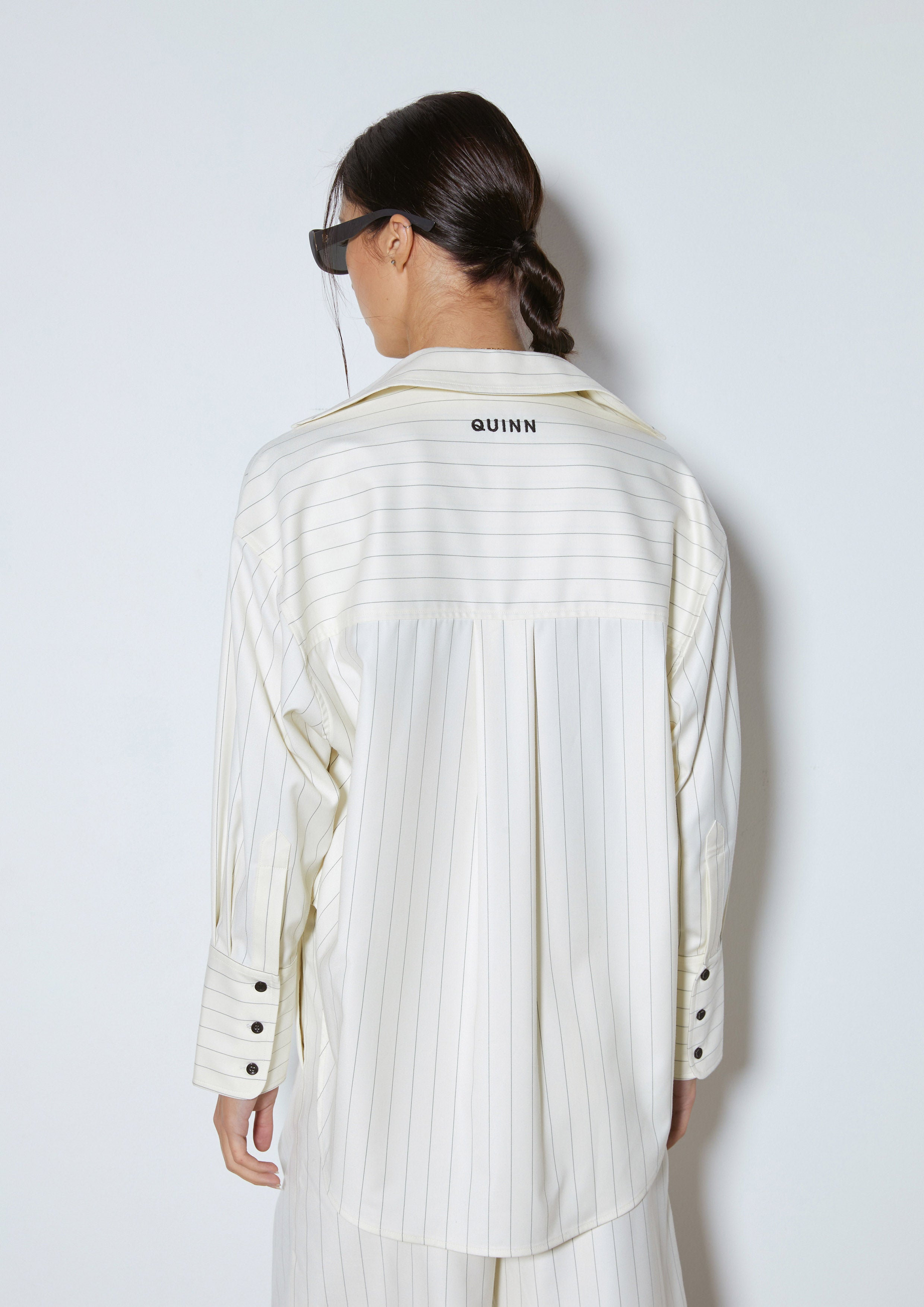 Pinstripe Relaxed-Fit Oversized Shirt